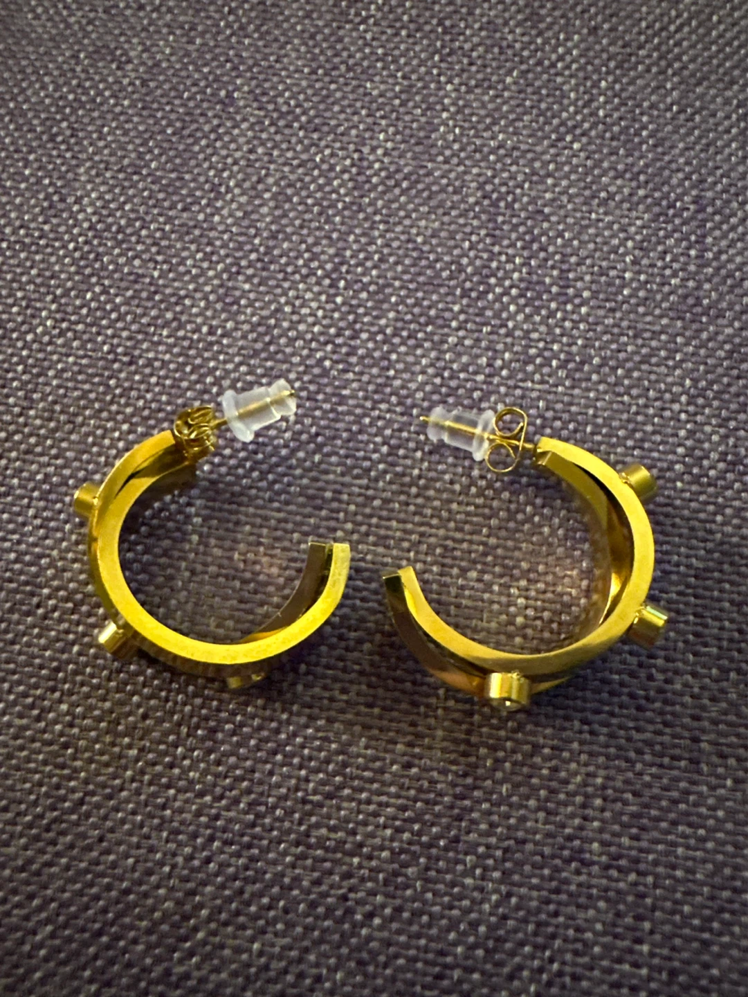 Gold stainless steel Earrings with Clear Stones - photo 2