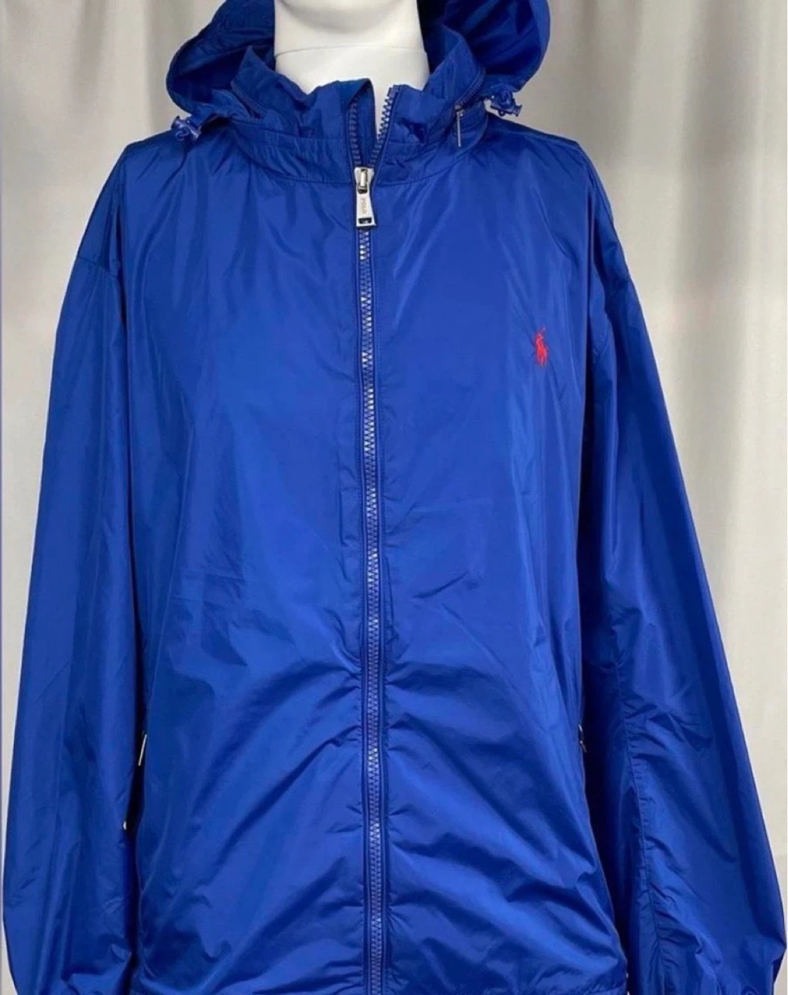 Polo Ralph Lauren Blue Windbreaker Jacket with Red Pony Logo