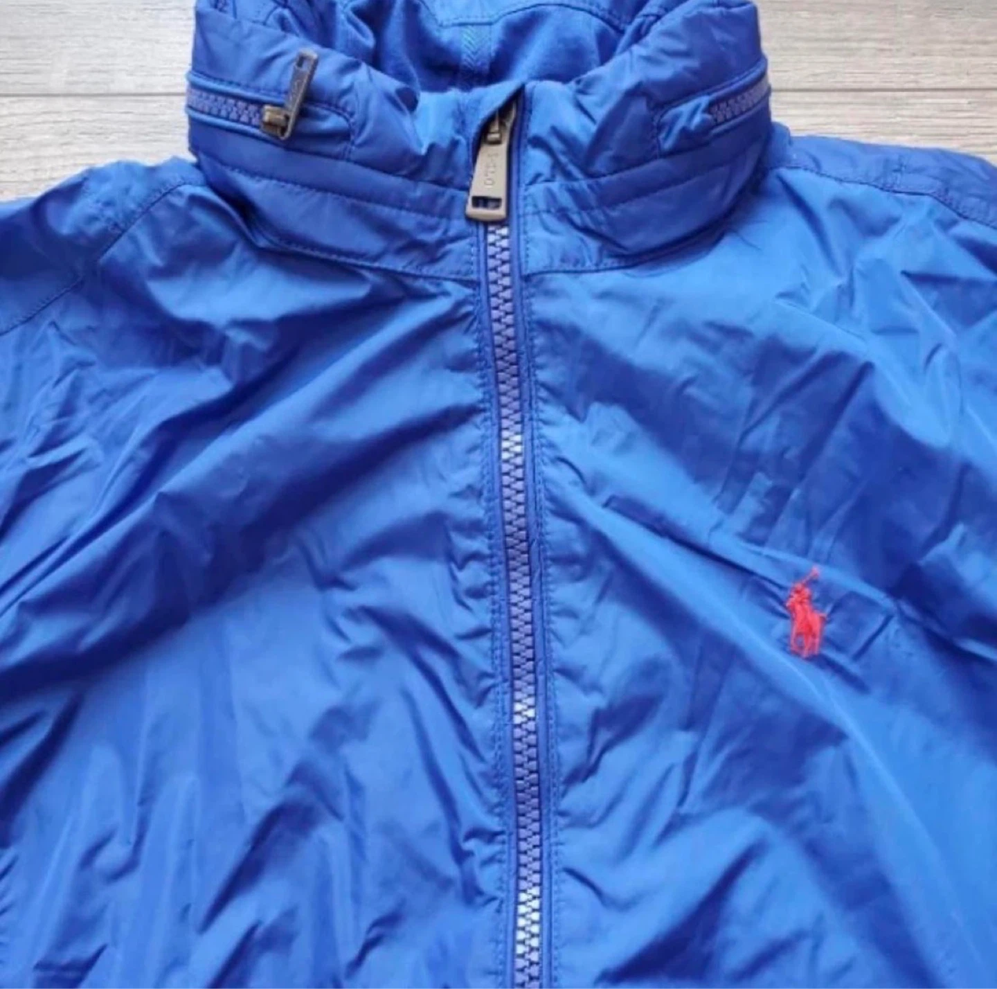 Polo Ralph Lauren Blue Windbreaker Jacket with Red Pony Logo - photo 2
