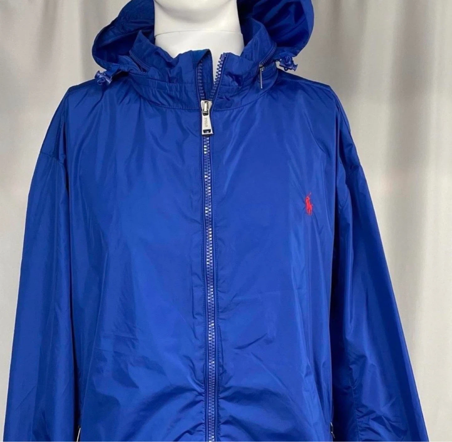 Polo Ralph Lauren Blue Windbreaker Jacket with Red Pony Logo - photo 5
