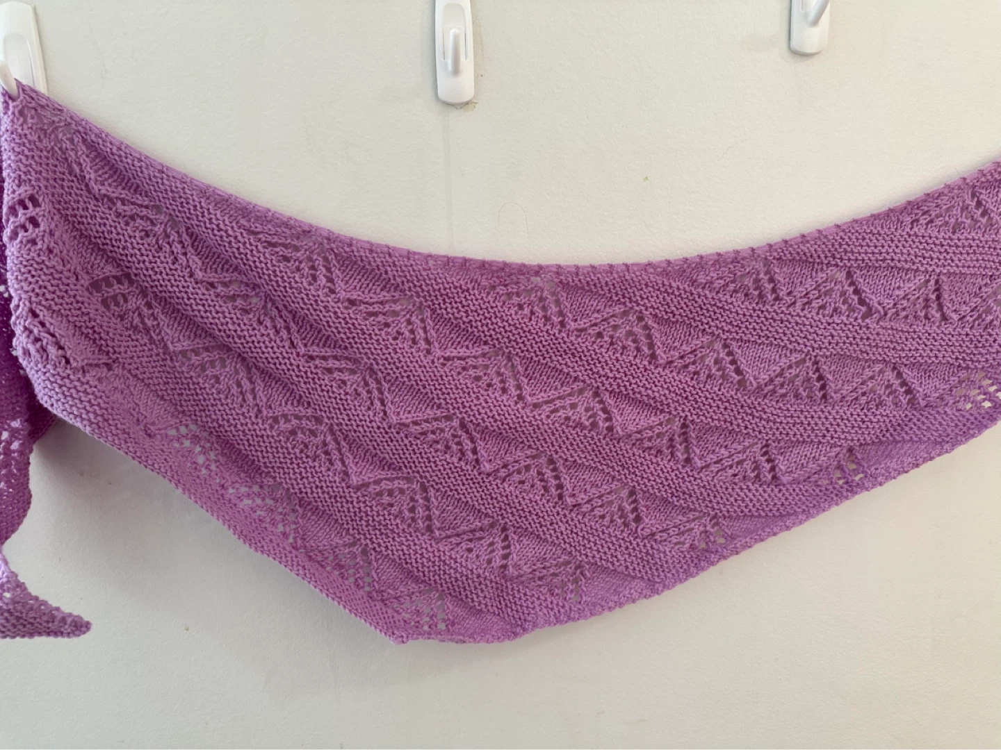 Hand-Knitted Lavender Shawl