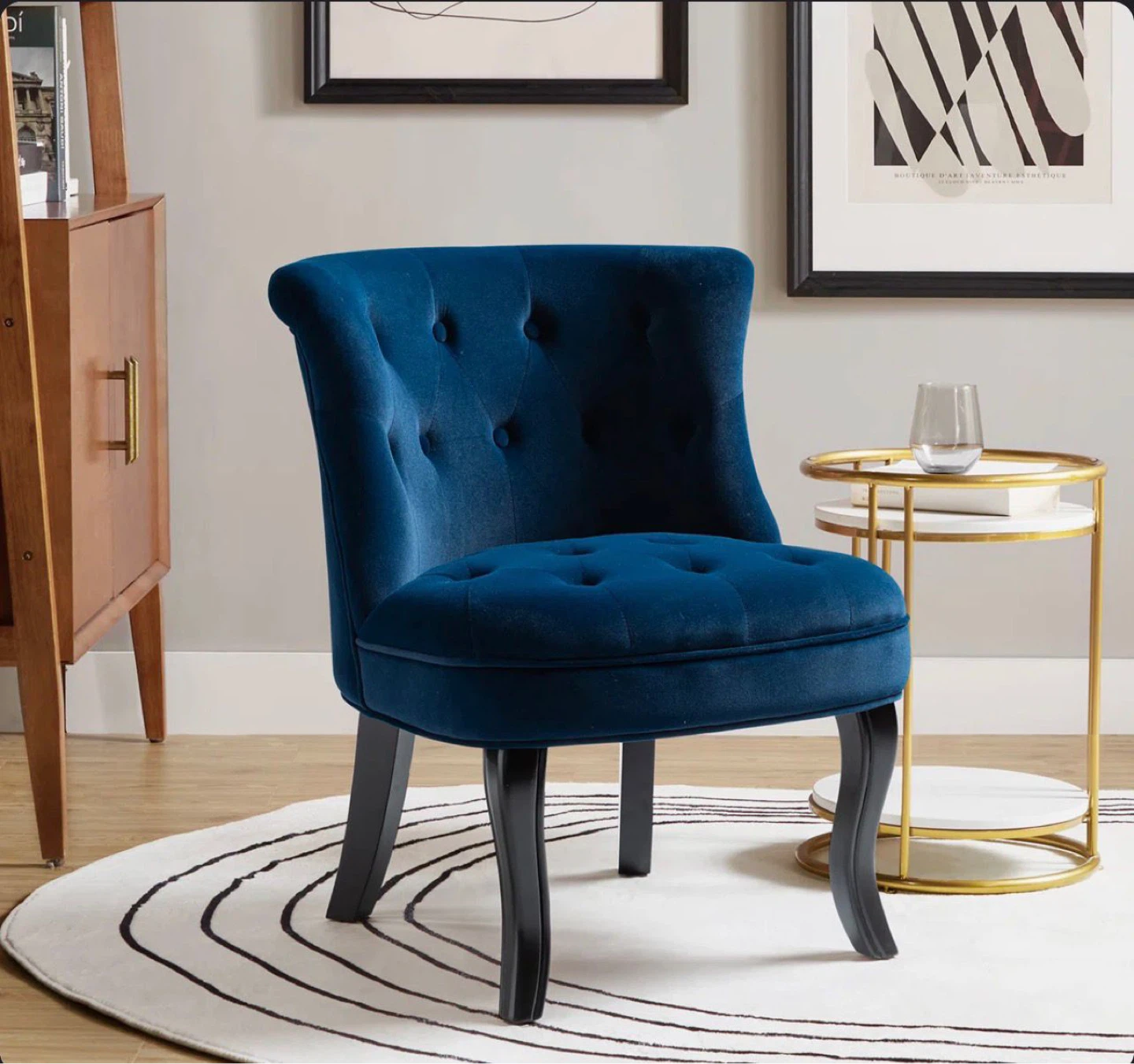 Etta Avenue Traditional Velvet Wingback Chair - Royal Blue - photo 3