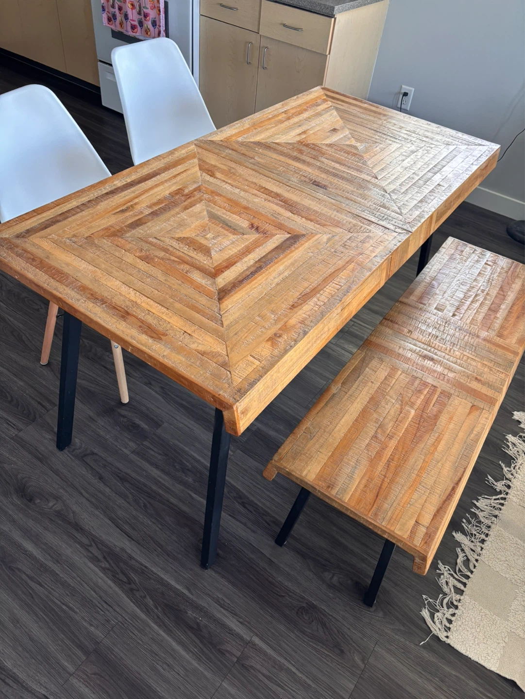 Rustic Wood Dining Table and Bench Set - photo 4