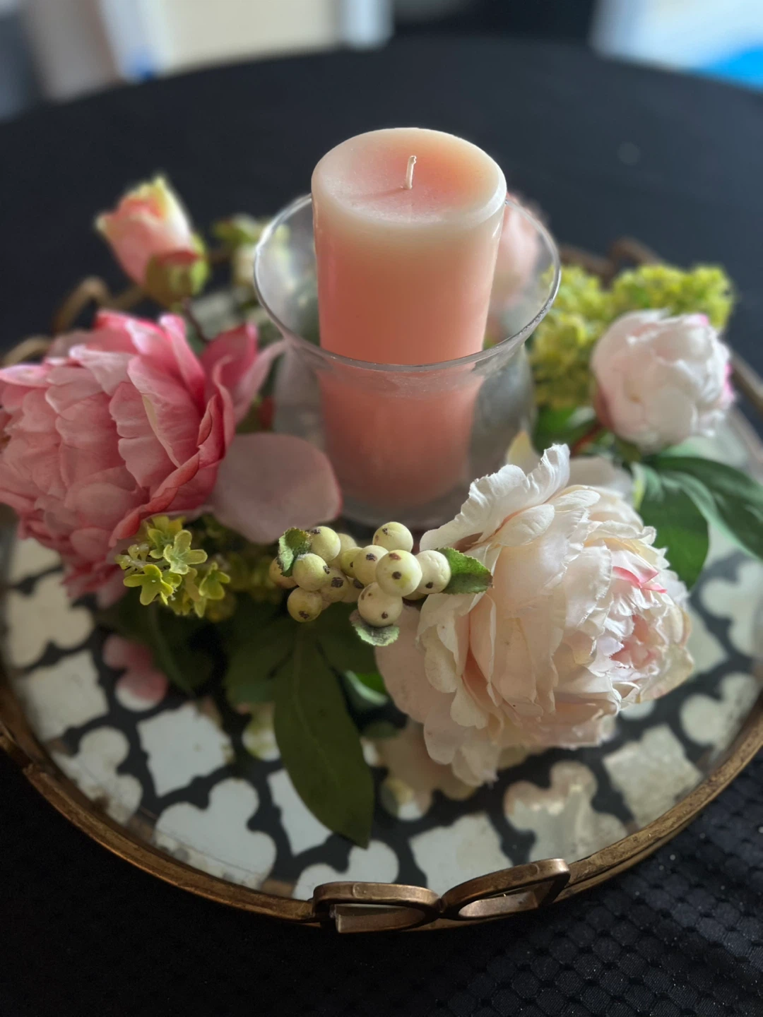 Decorative Tray with Faux Flowers and Candle - photo 4