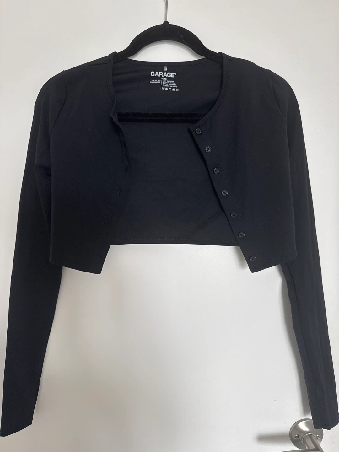 Garage Black Cropped Cardigan Top Size XS