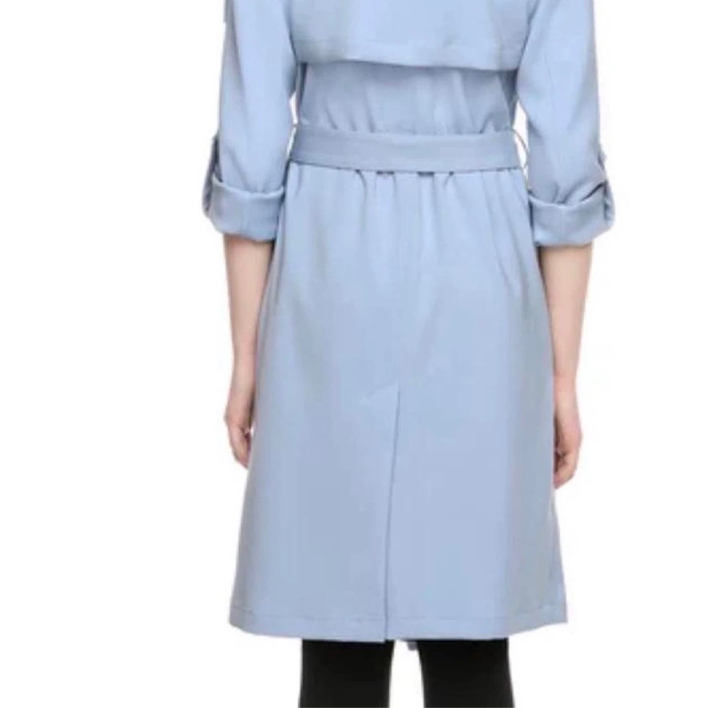 Soia & Kyo Ornella Light Blue Belted Knee Length Trench Coat - photo 5