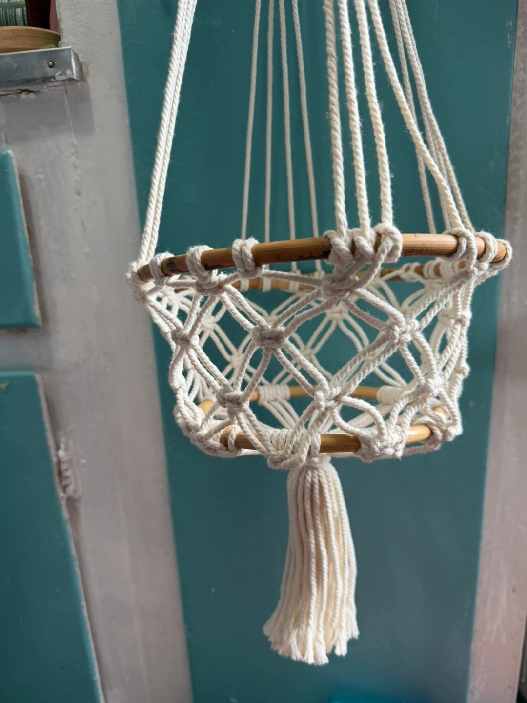 Macrame Plant Hanger Basket with Wood Rings