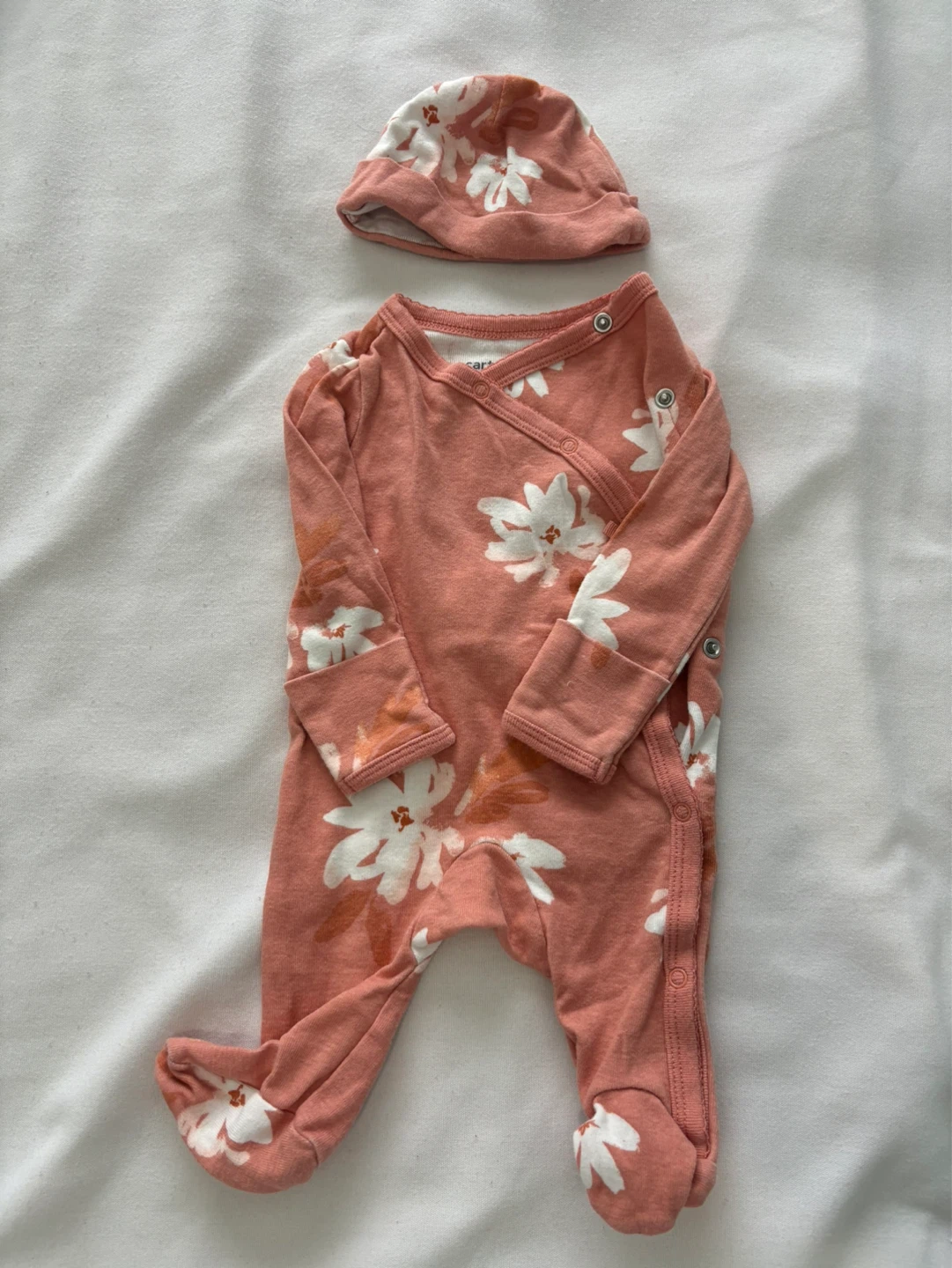 Carter's Newborn Floral Long Sleeve Sleepsuit and Hat Set