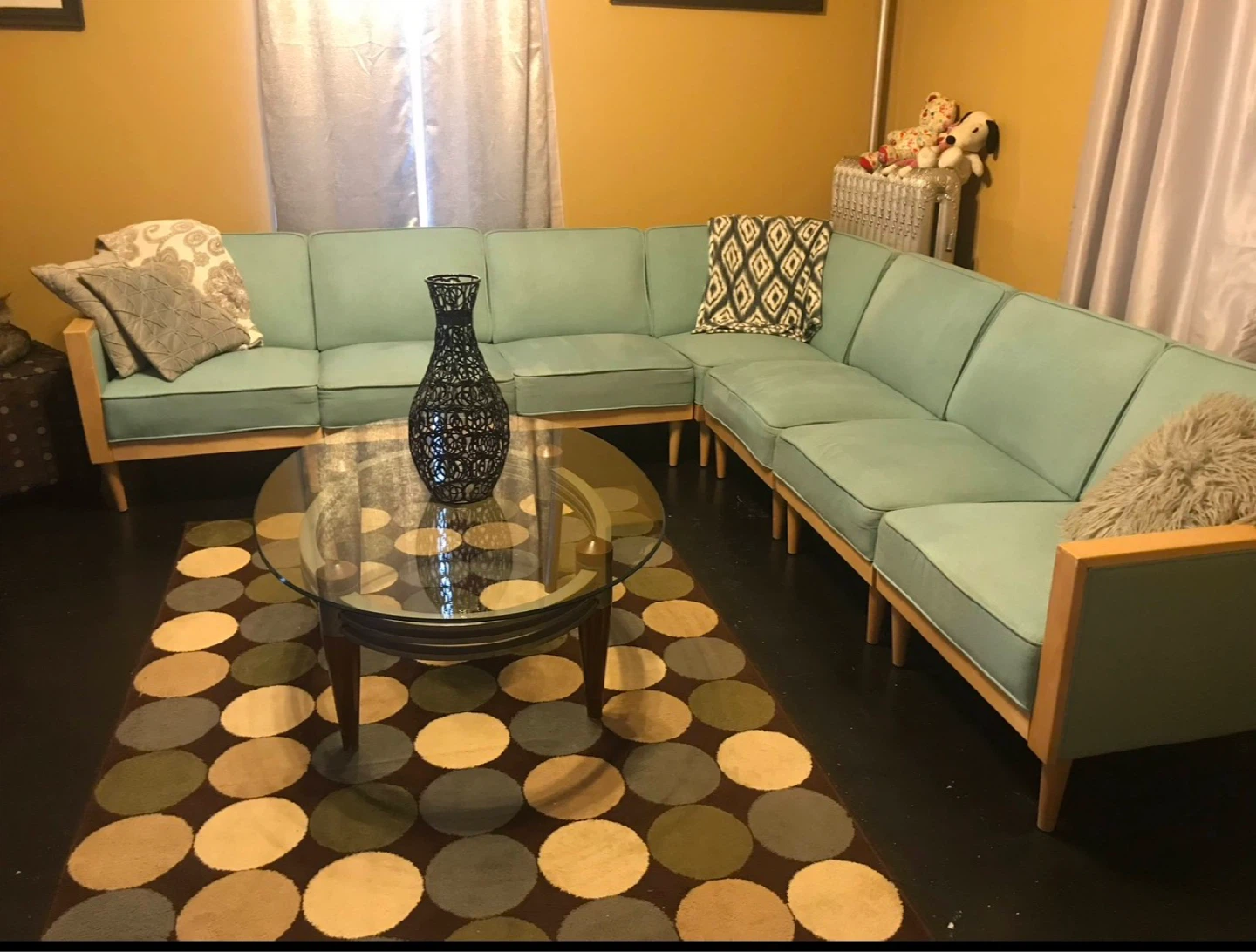 Mid Century Modern Sectional Sofa - Mint - photo 3