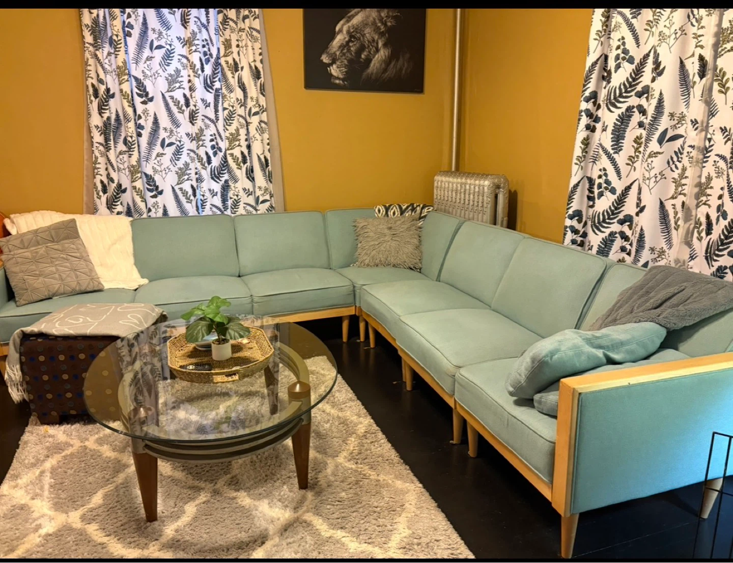 Mid Century Modern Sectional Sofa - Mint