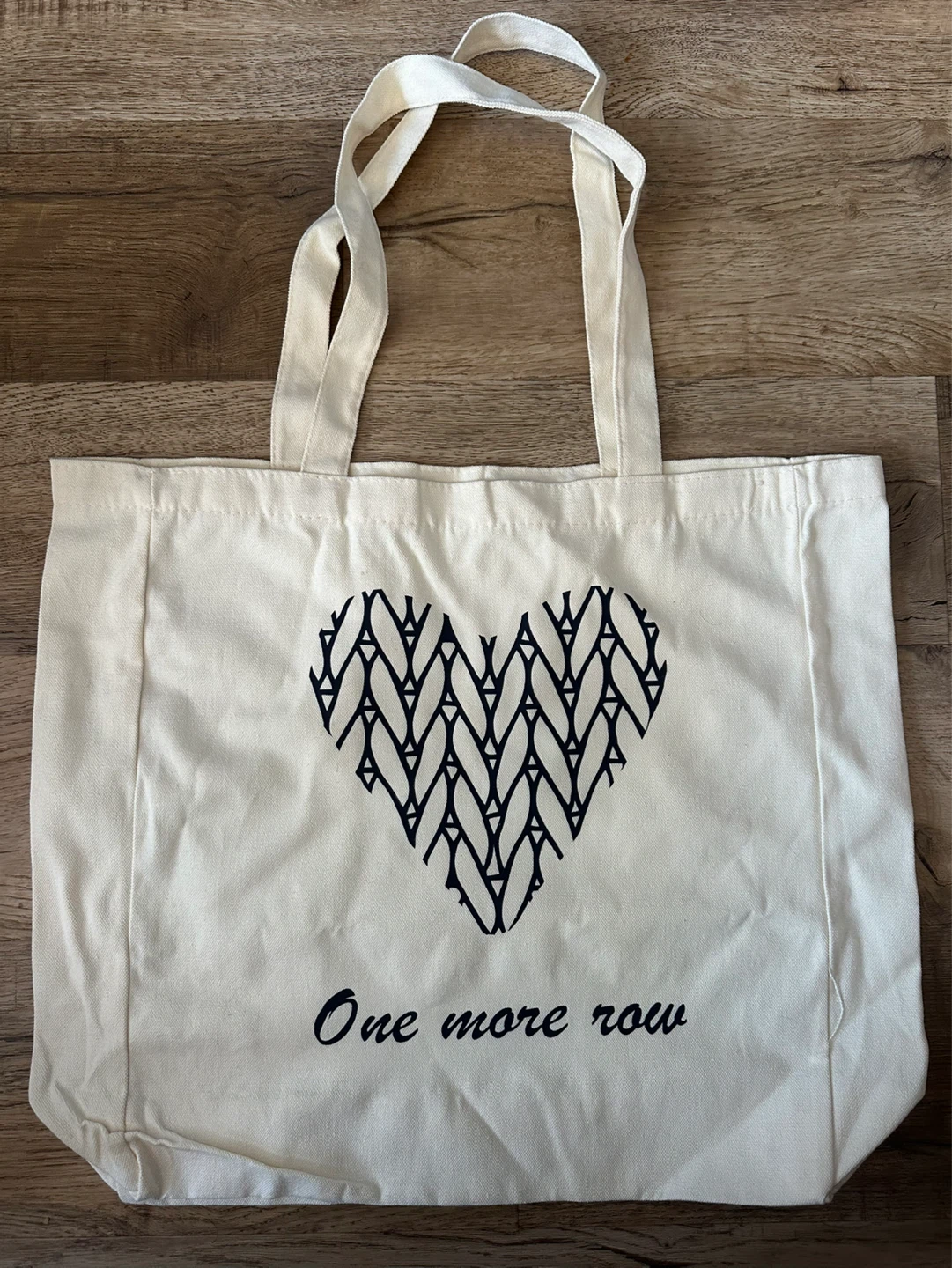 Canvas Tote Bag with Knit Heart Design