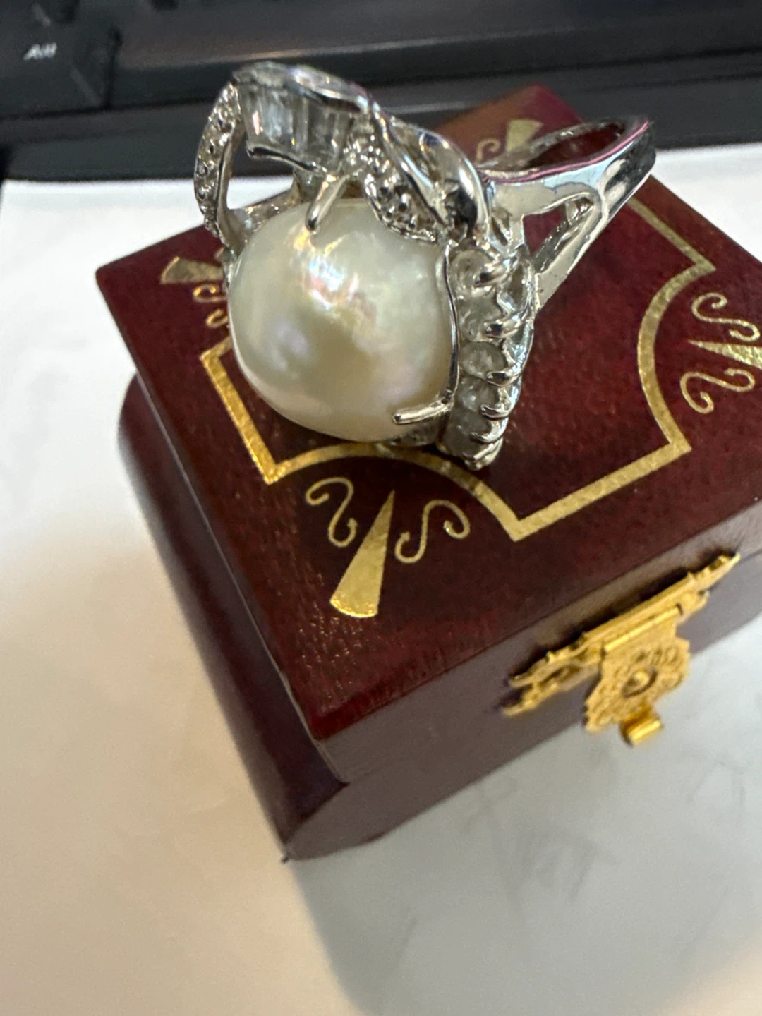Vintage Pearl and Rhinestone Ring - photo 2