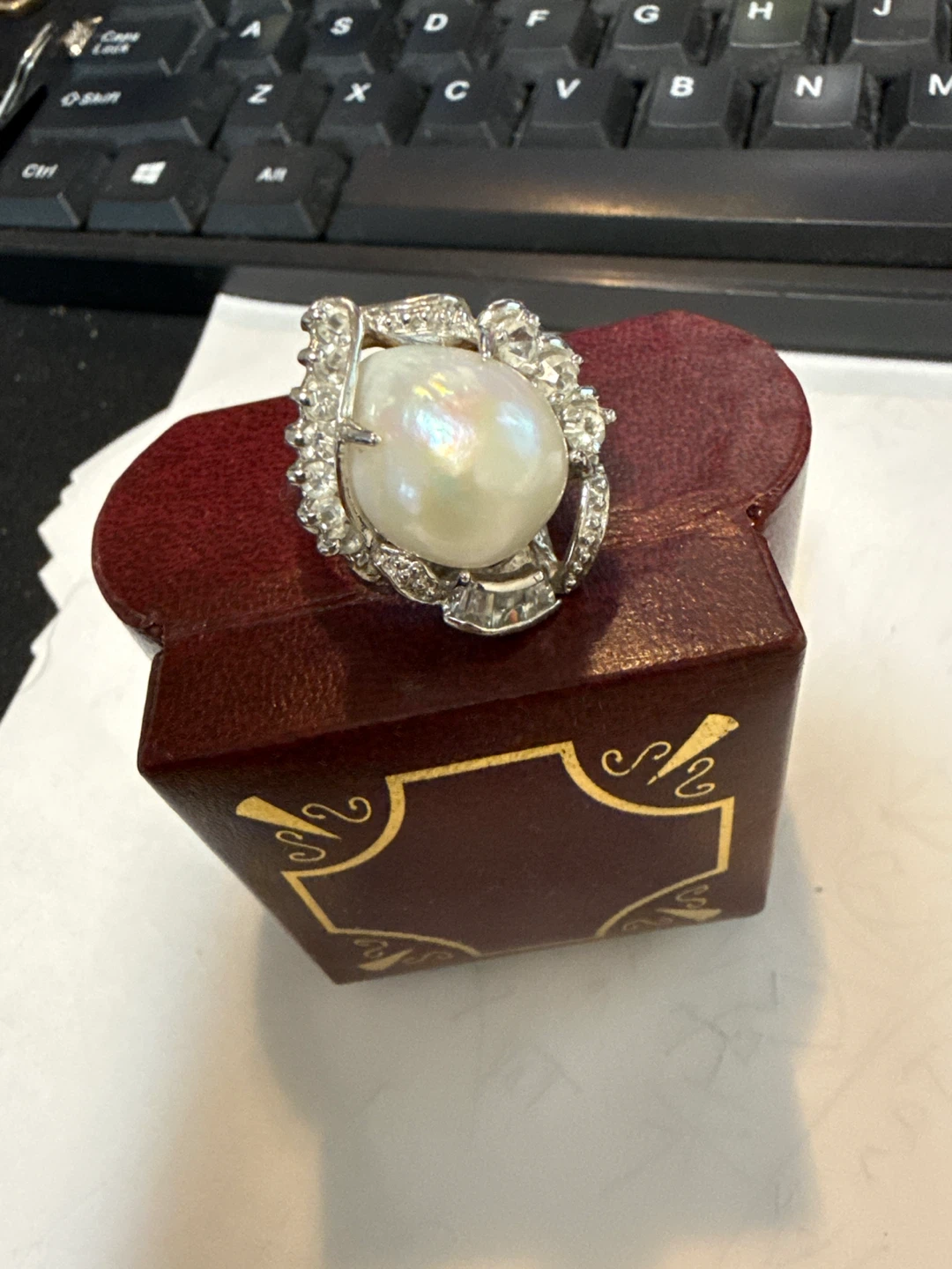 Vintage Pearl and Rhinestone Ring - photo 3