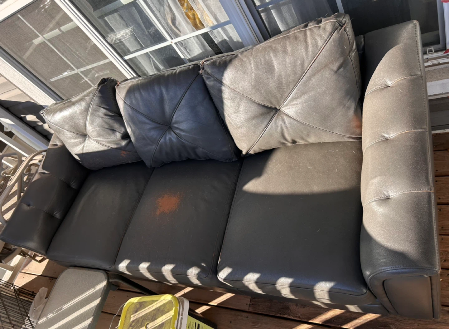 Dark Grey Leather Sofa