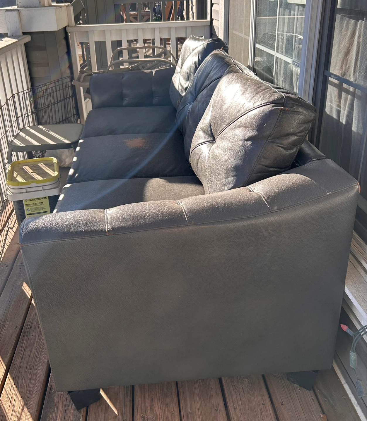 Dark Grey Leather Sofa - photo 2