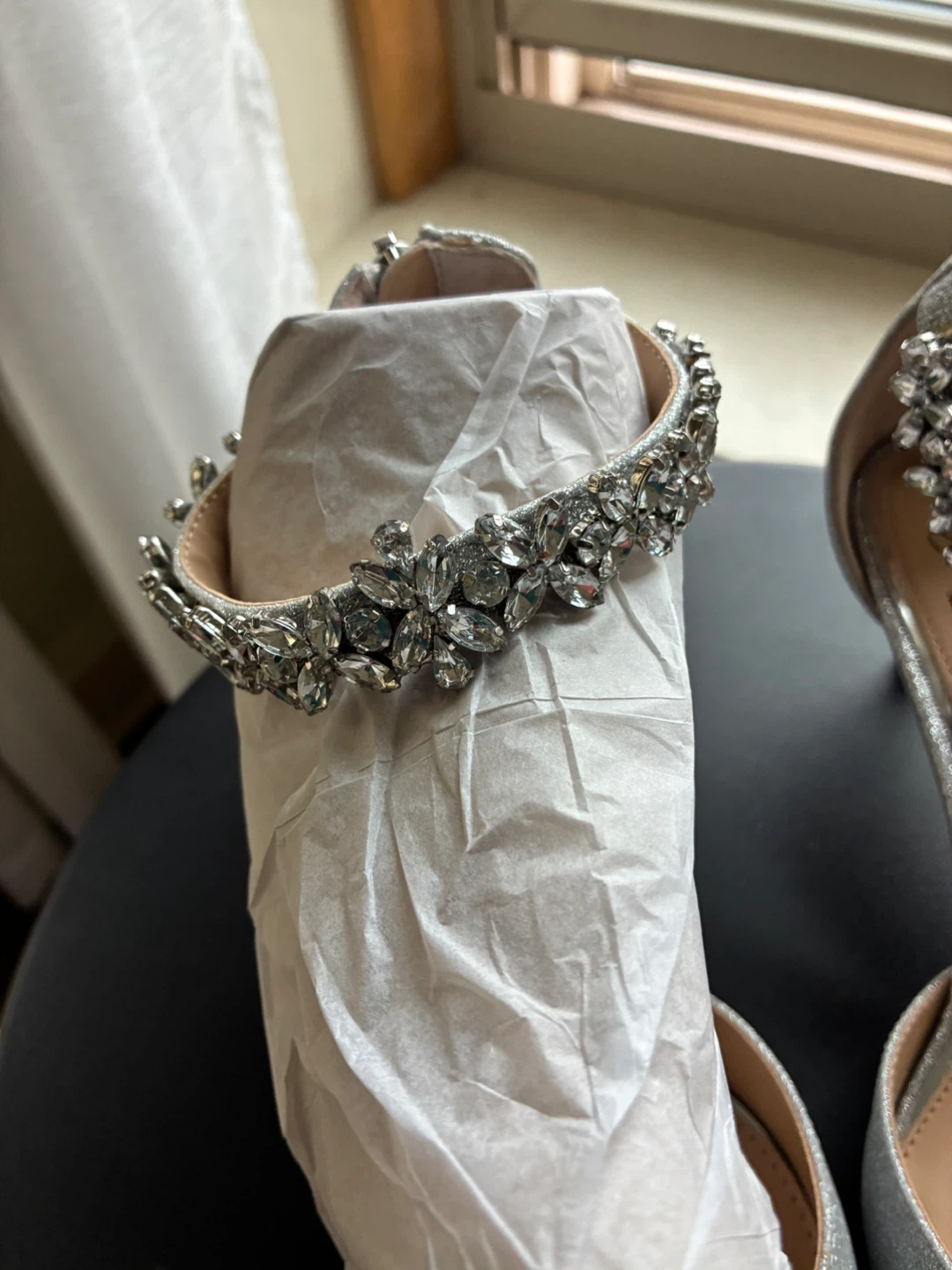 Badgley Mischka Jewel Embellished Silver Heels - photo 3