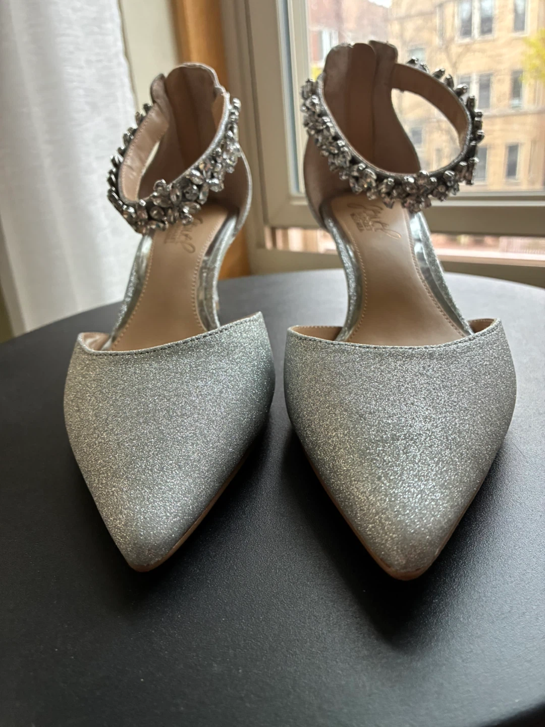 Badgley Mischka Jewel Embellished Silver Heels - photo 2