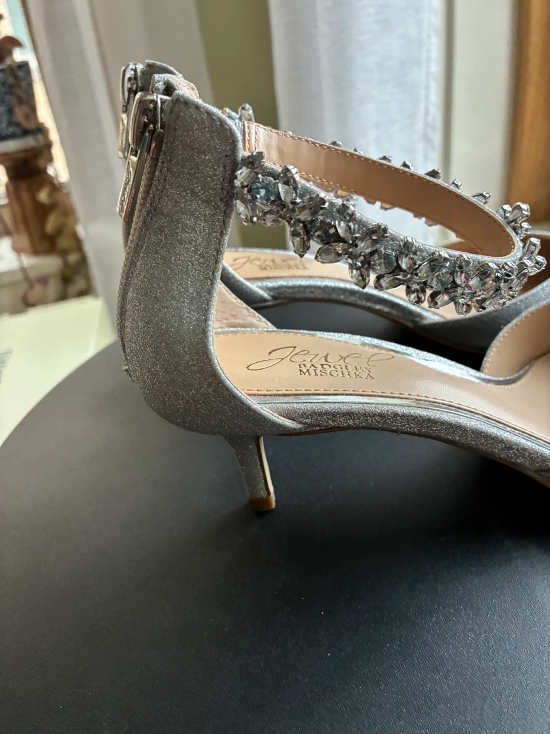 Badgley Mischka Jewel Embellished Silver Heels - photo 5