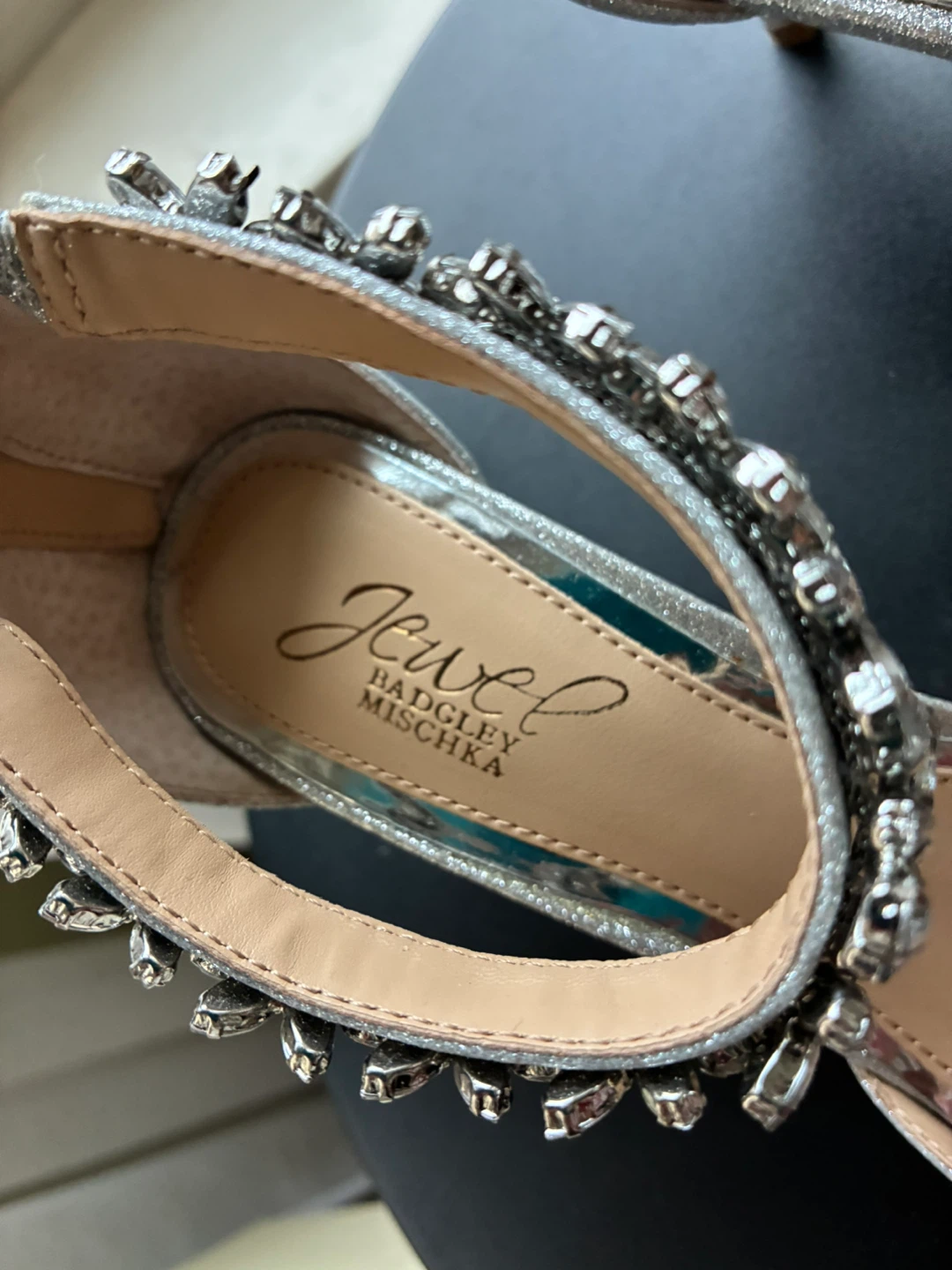 Badgley Mischka Jewel Embellished Silver Heels - photo 4