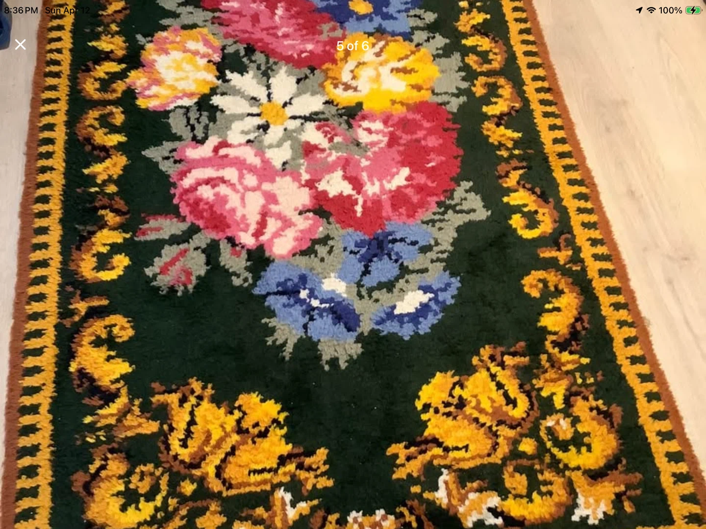 Vintage Hand Crafted Hooked Wool Rug 🐞 - photo 5