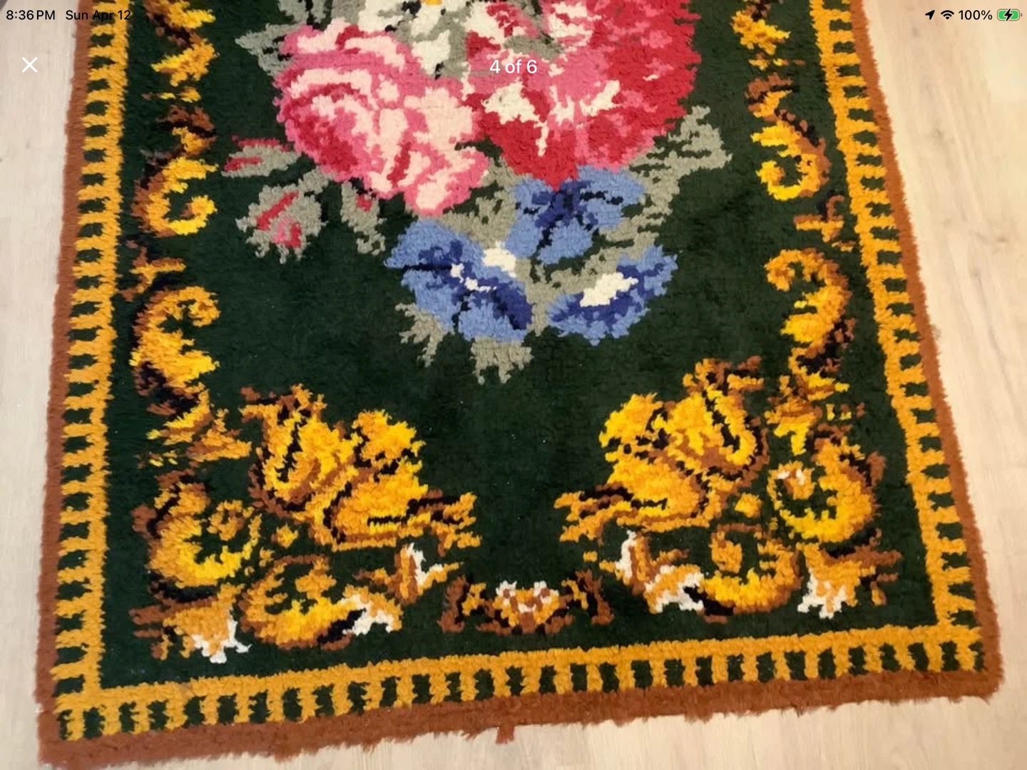 Vintage Hand Crafted Hooked Wool Rug 🐞 - photo 4