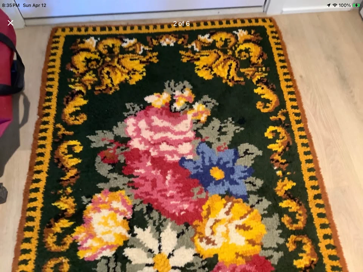 Vintage Hand Crafted Hooked Wool Rug 🐞 - photo 2