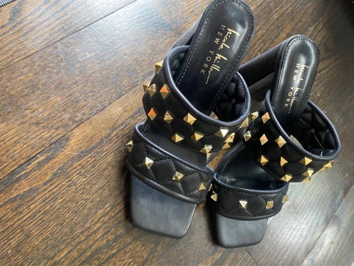 Nicole Miller Black Studded Block Heel Sandals - photo 2