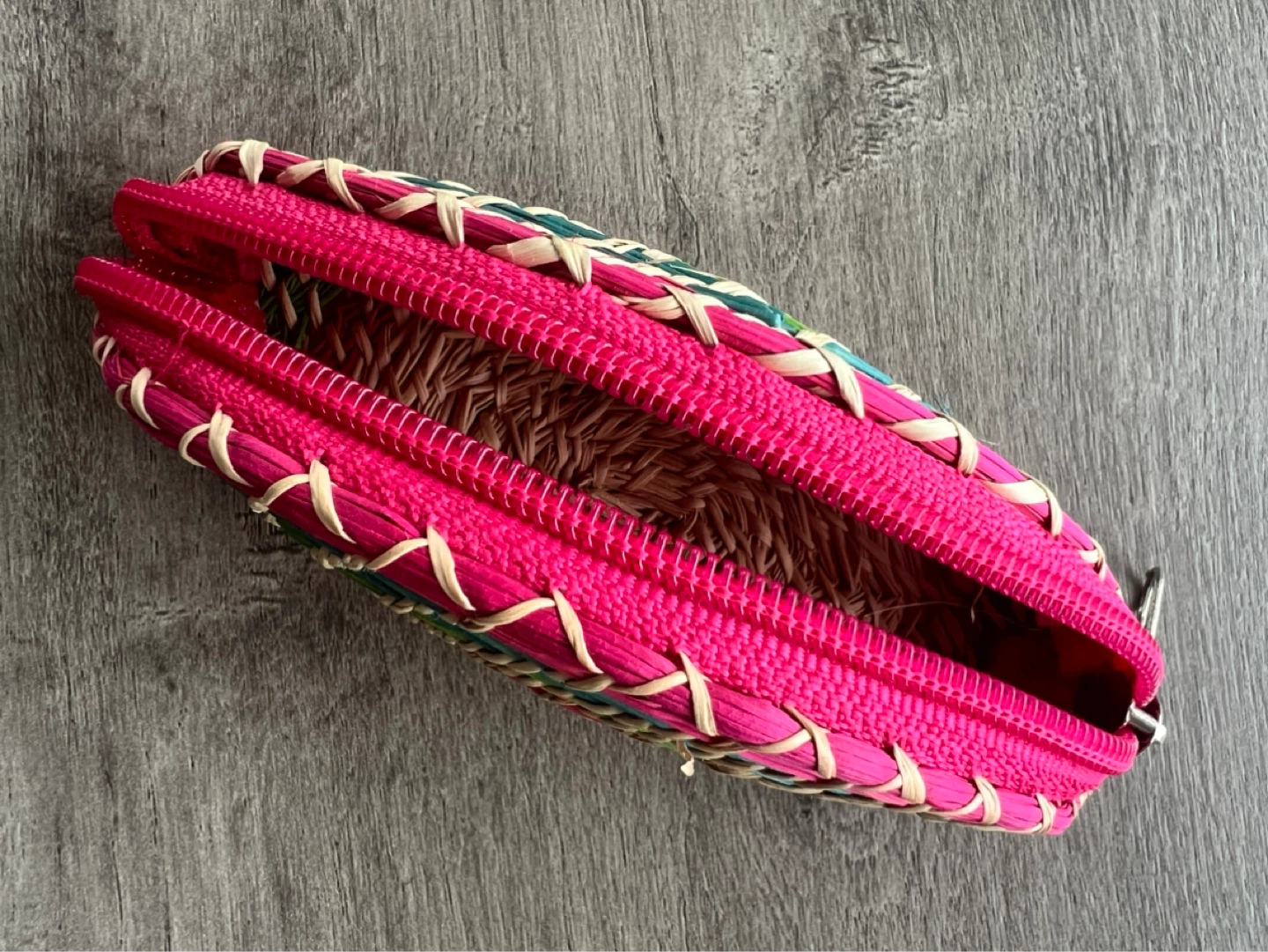 Woven Straw Zippered Pouch - Rainbow Colors - photo 4