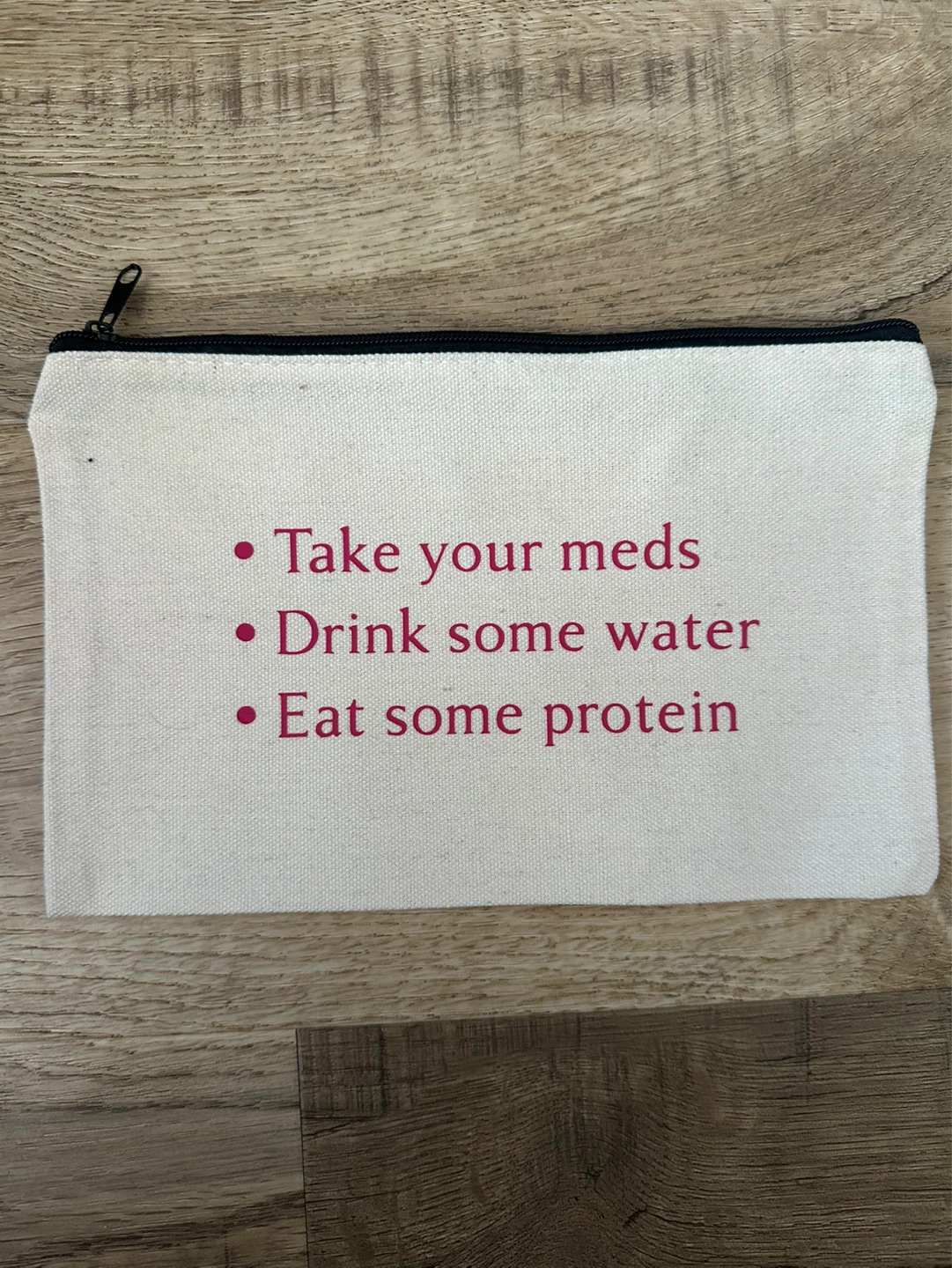 Canvas Zippered Pouch - "Take your meds"