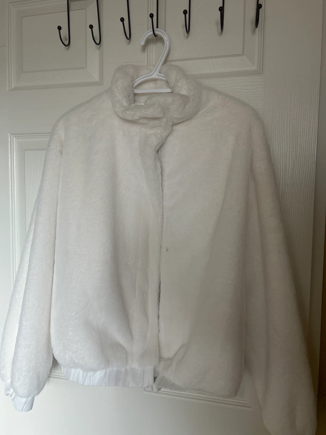SHEIN White Faux Fur Jacket Size S