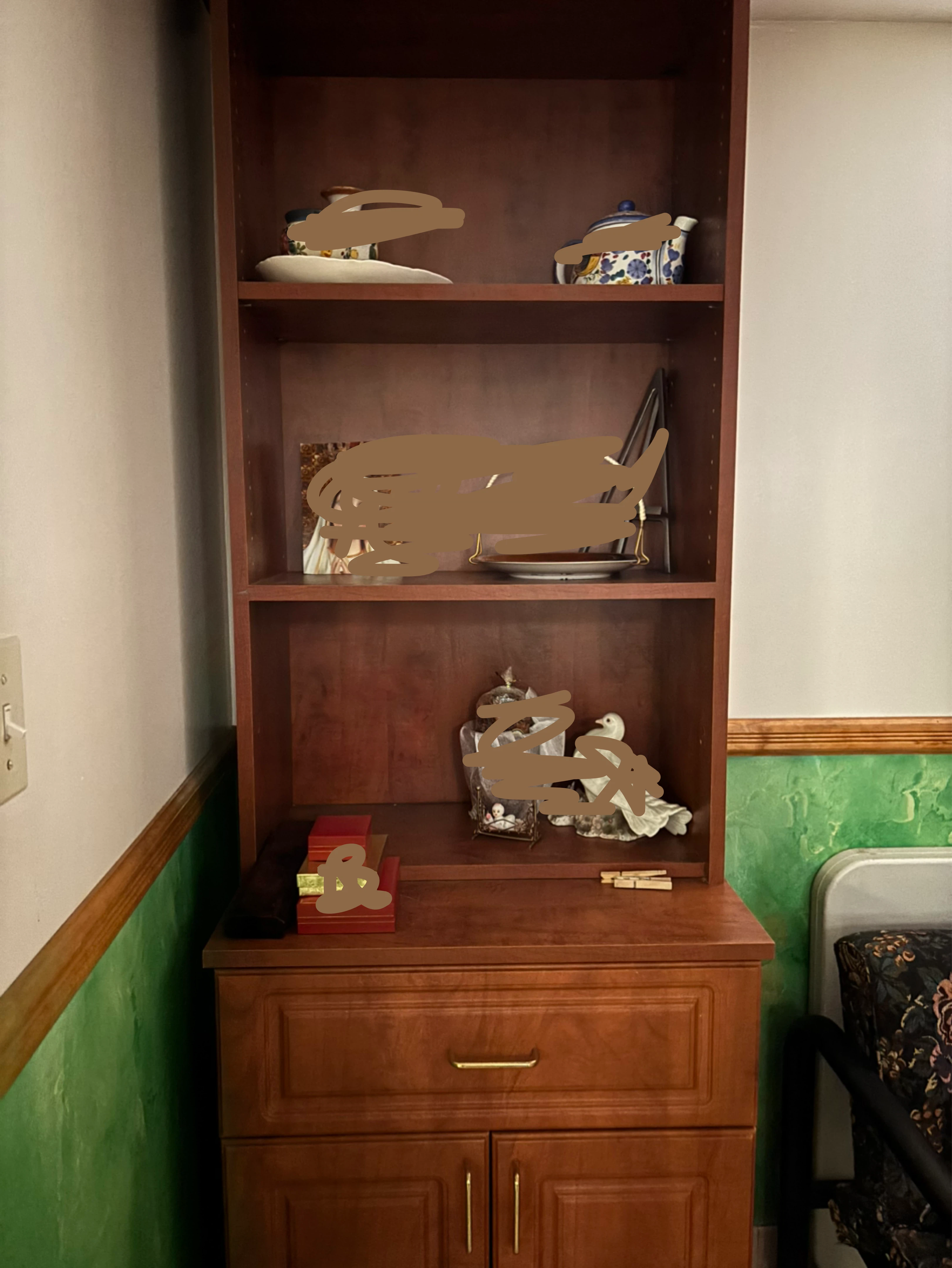 Wooden Hutch with Cabinet and Drawers