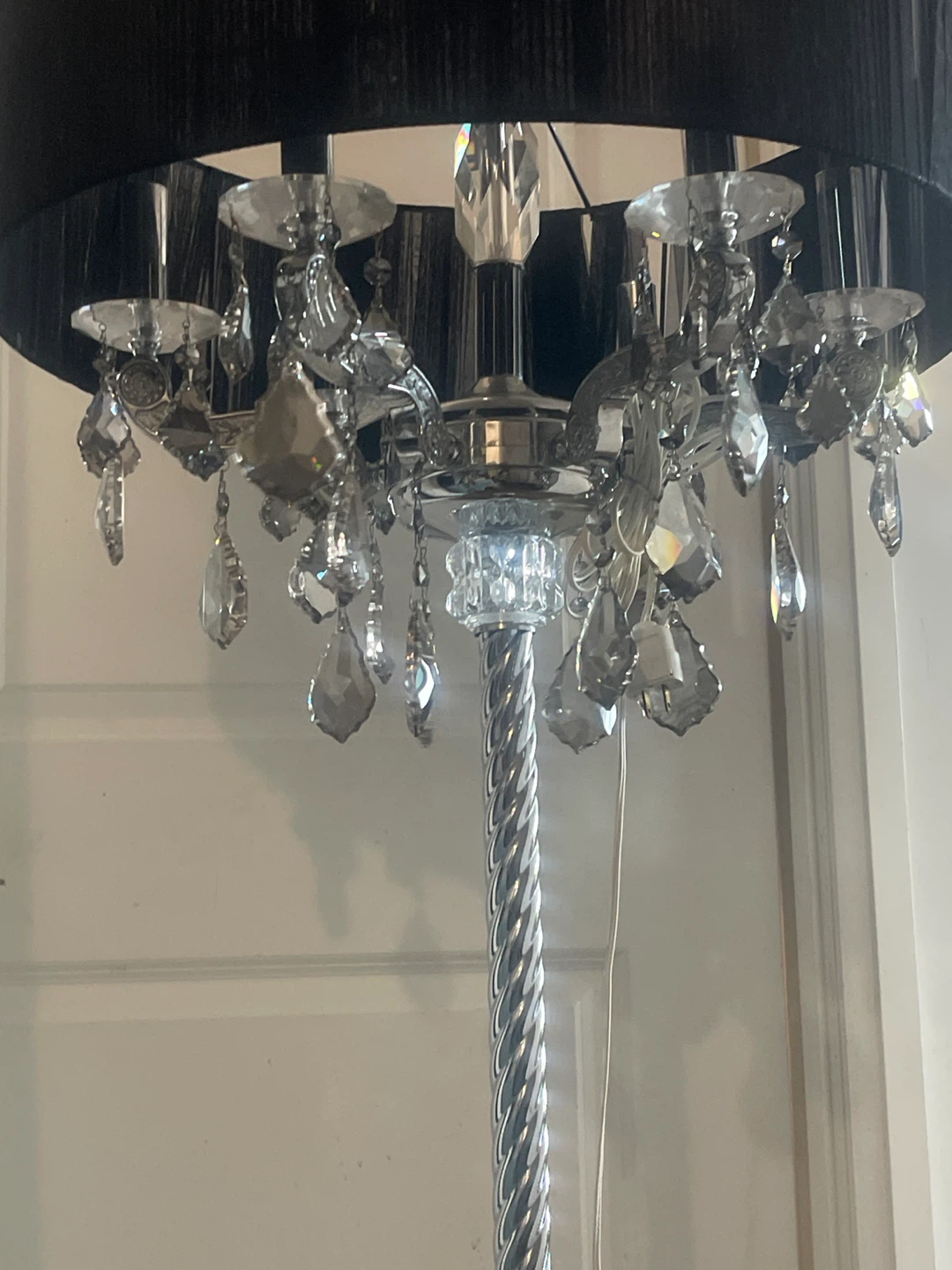 Black Chandelier Floor Lamp with Crystal Accents - photo 3