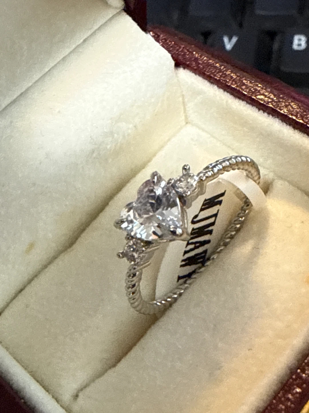 Heart Shape CZ Ring with Twisted Band - photo 2