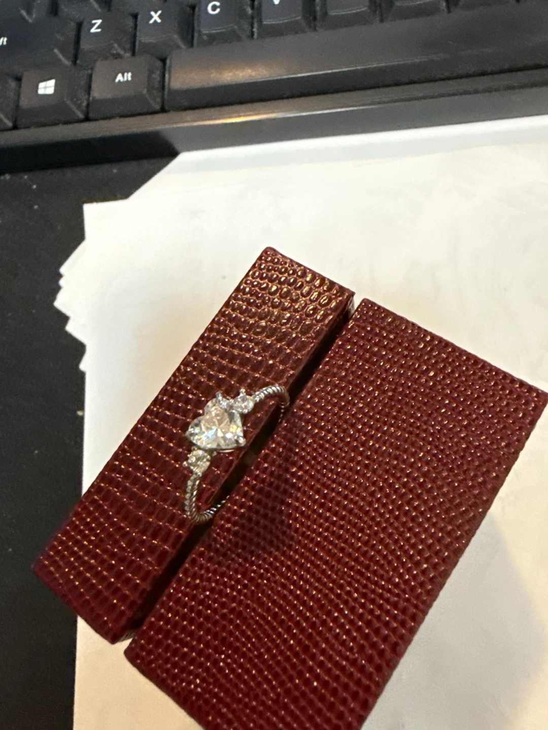 Heart Shape CZ Ring with Twisted Band - photo 3
