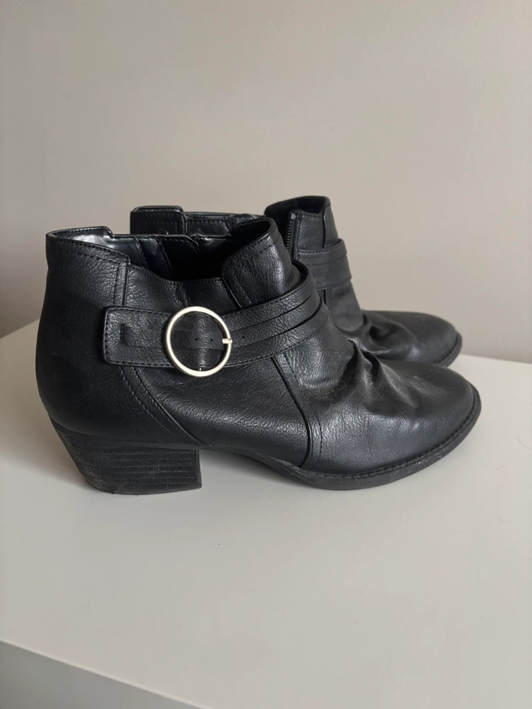 Black Ankle Boots with Buckle Detail - photo 3