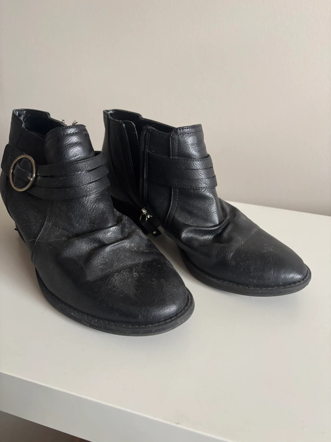 Black Ankle Boots with Buckle Detail - photo 4