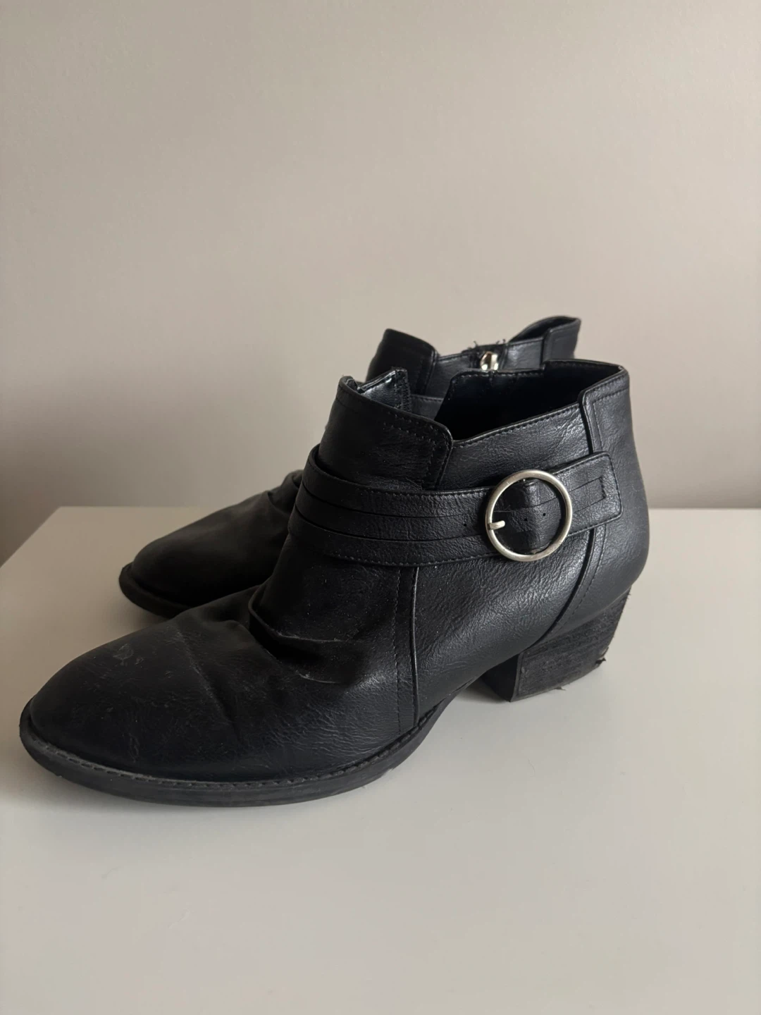 Black Ankle Boots with Buckle Detail