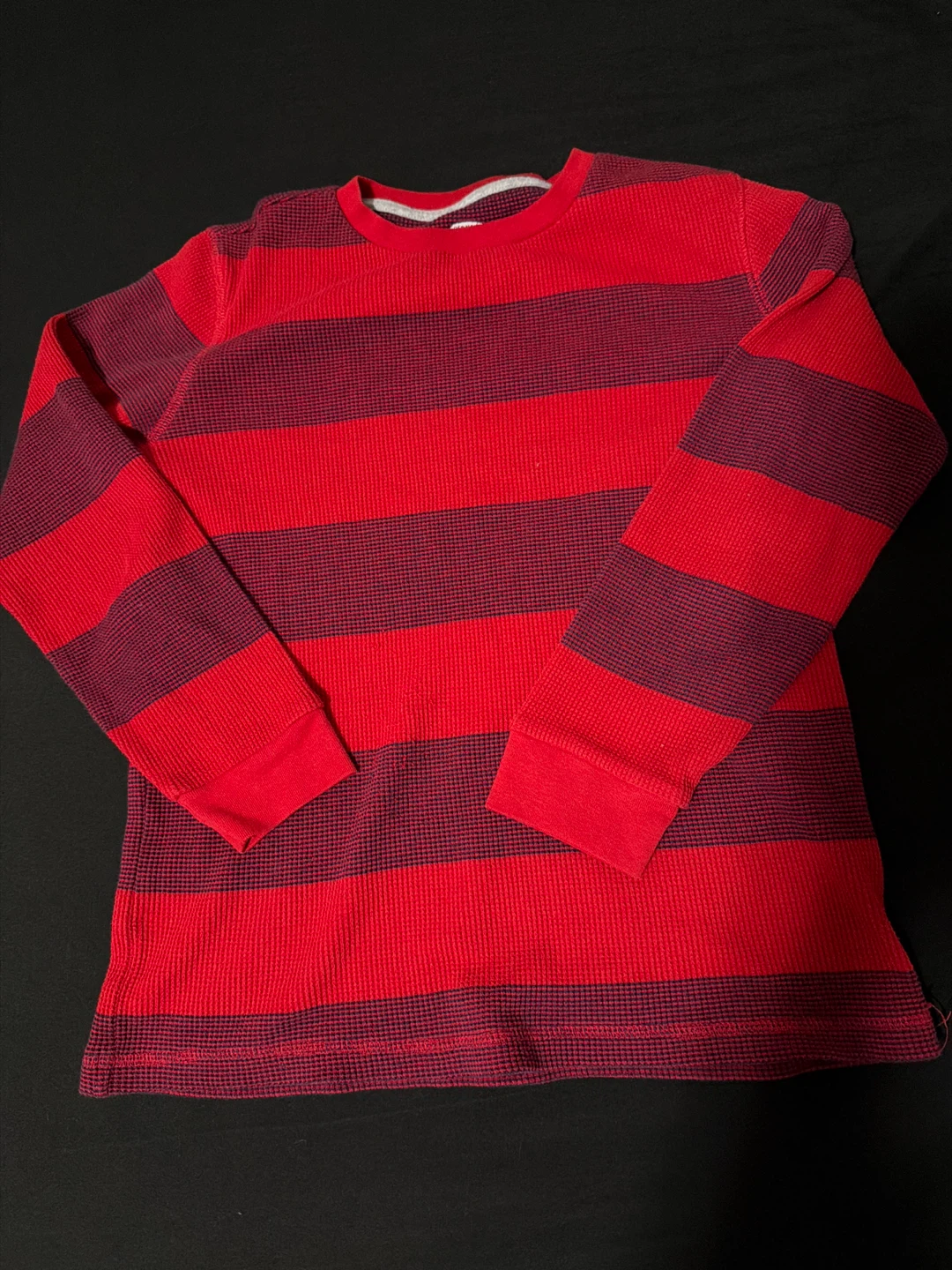 Old Navy Red and Blue Striped Long Sleeve Thermal Shirt - Medium