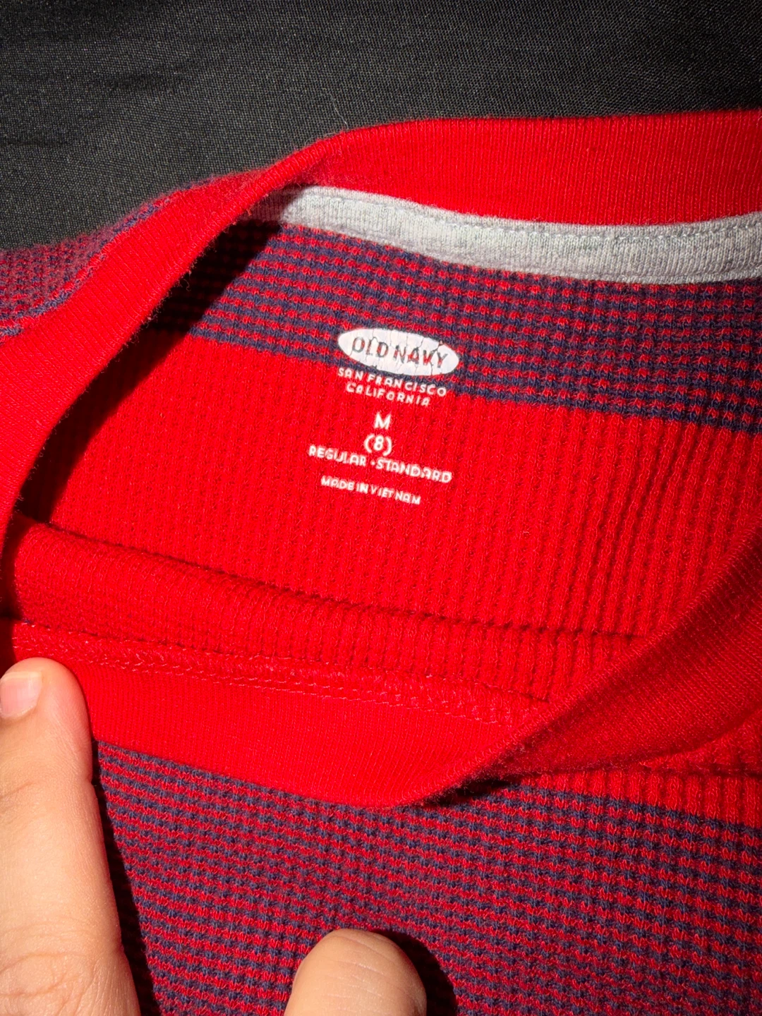 Old Navy Red and Blue Striped Long Sleeve Thermal Shirt - Medium - photo 2
