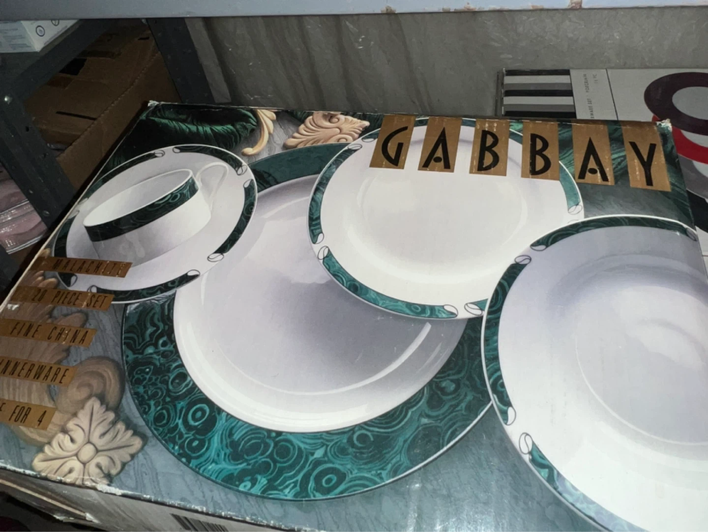 Gabbay Malachite Fine China Dinnerware  service for 4