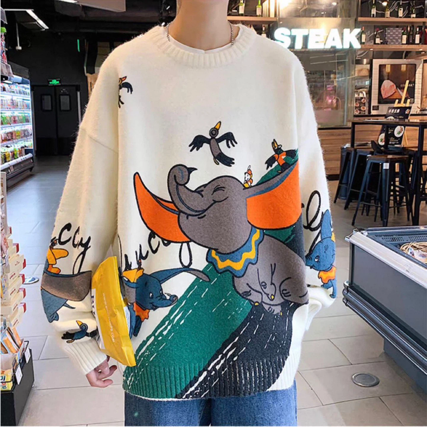 Cream Dumbo Graphic Knit Sweater - photo 4