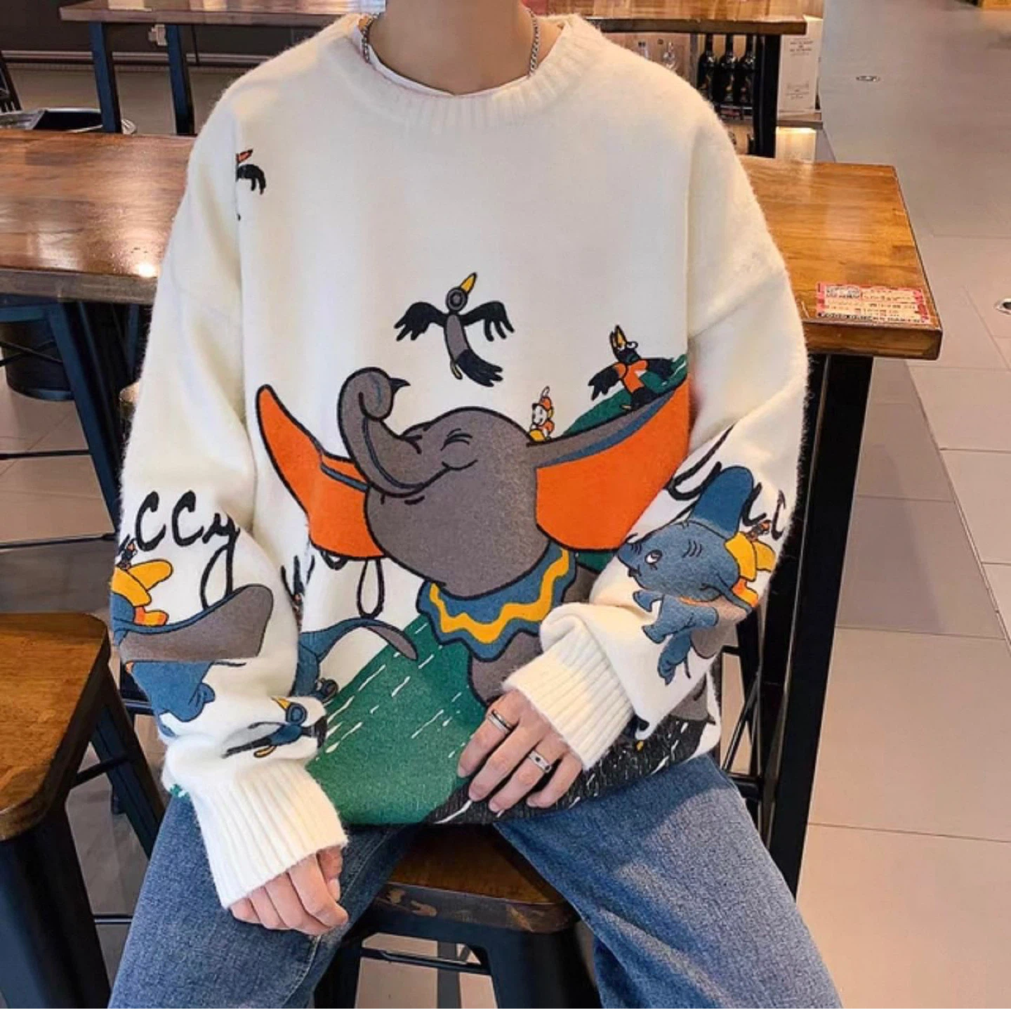 Cream Dumbo Graphic Knit Sweater - photo 3