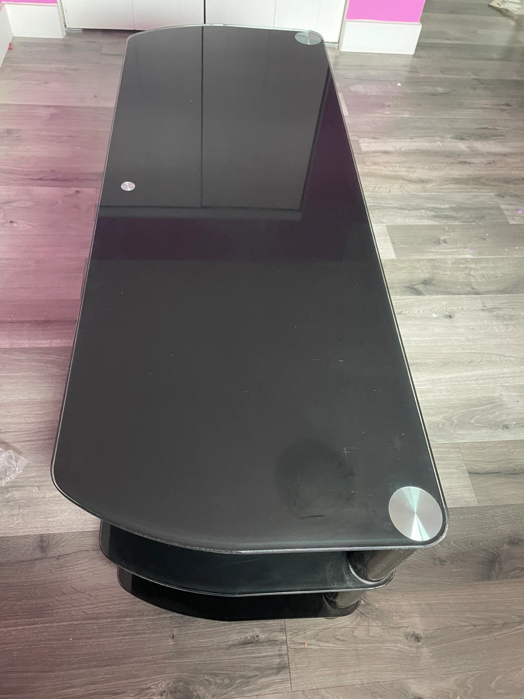 Black Glass 3-Tier TV Stand