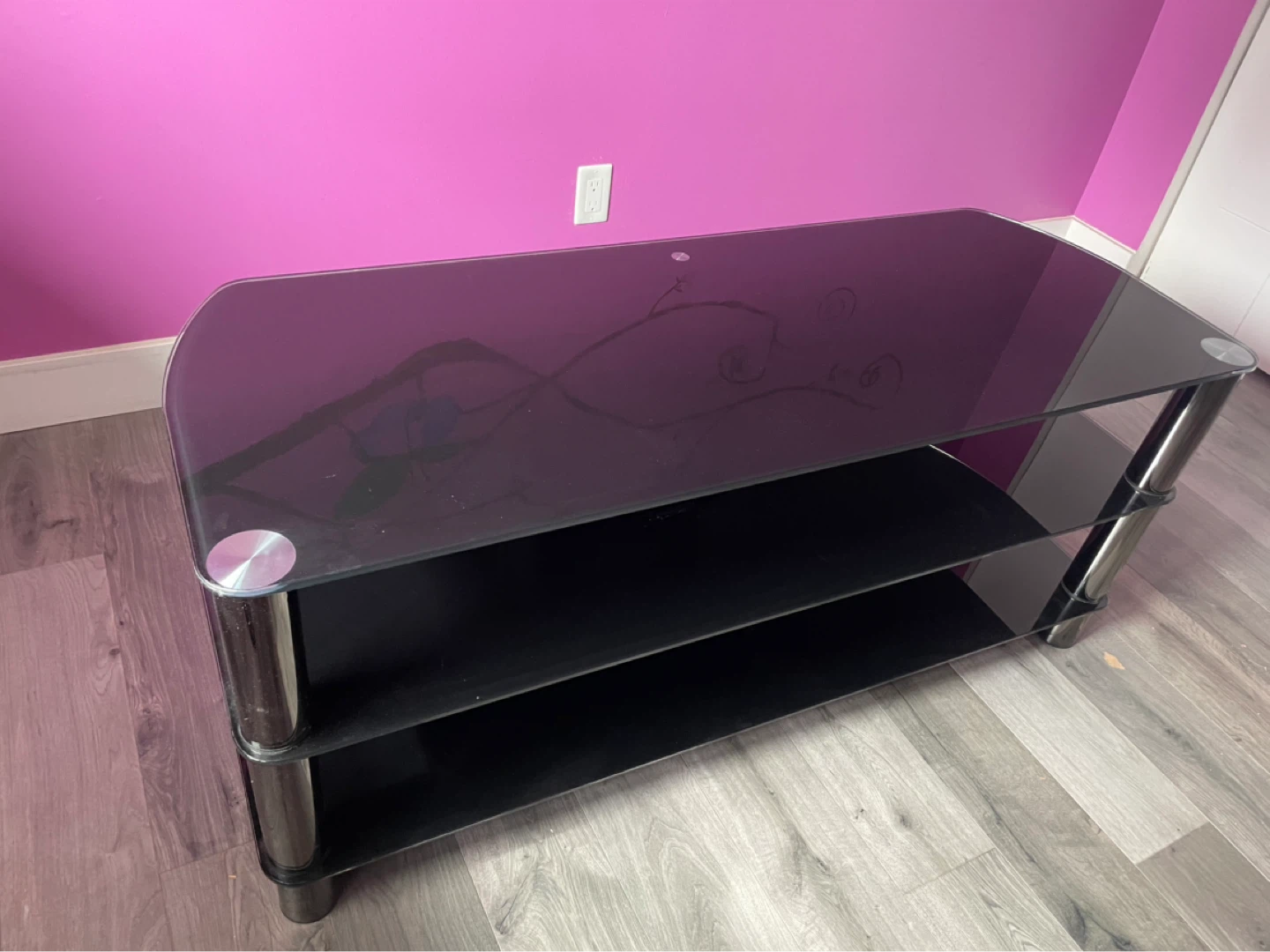 Black Glass 3-Tier TV Stand - photo 2