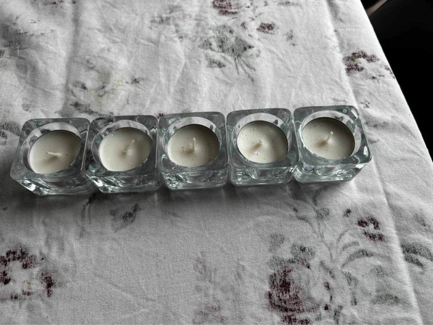 Glass Votive Candle Holders with White Candles - Set of 5 - photo 4