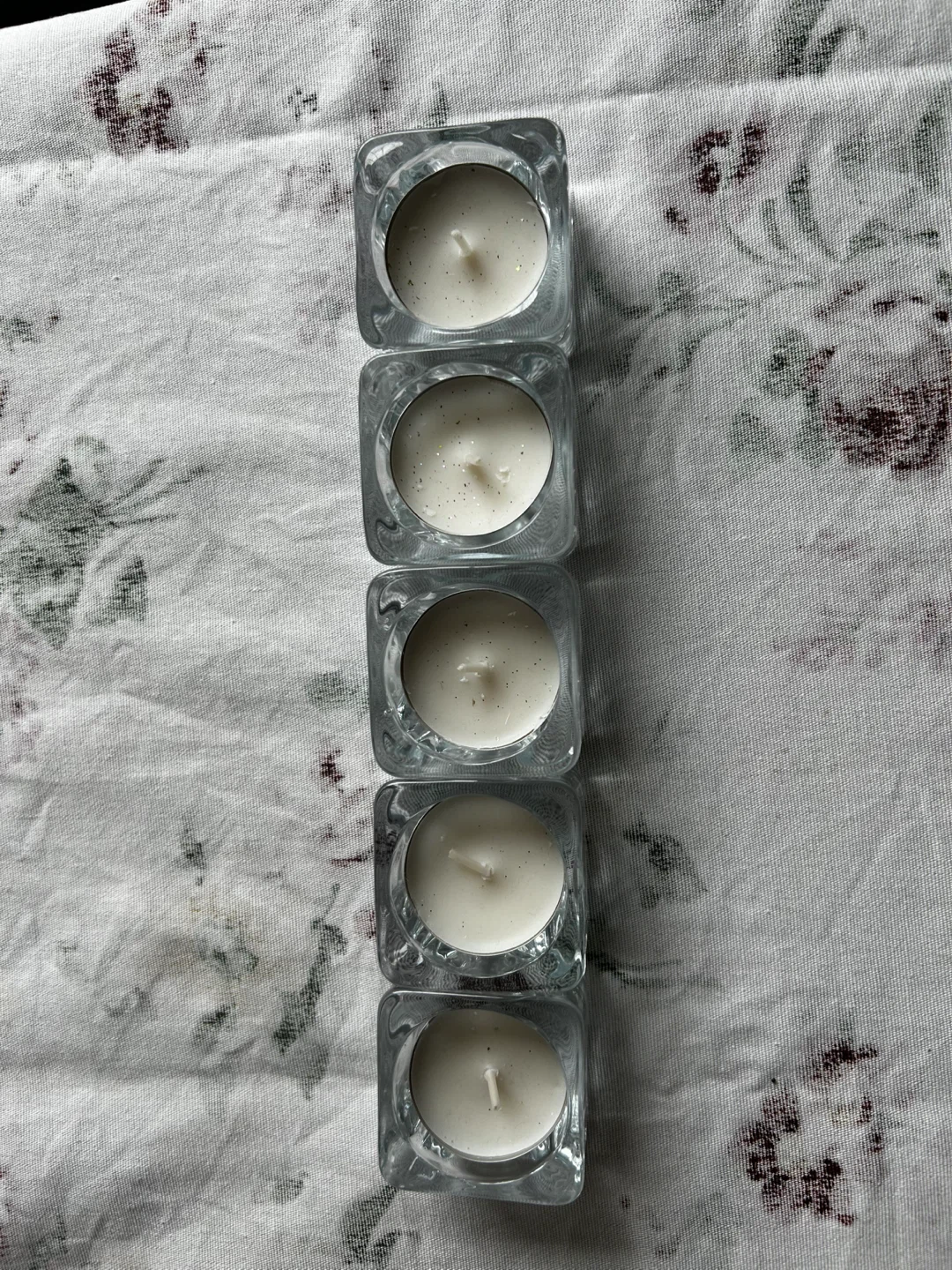 Glass Votive Candle Holders with White Candles - Set of 5 - photo 2