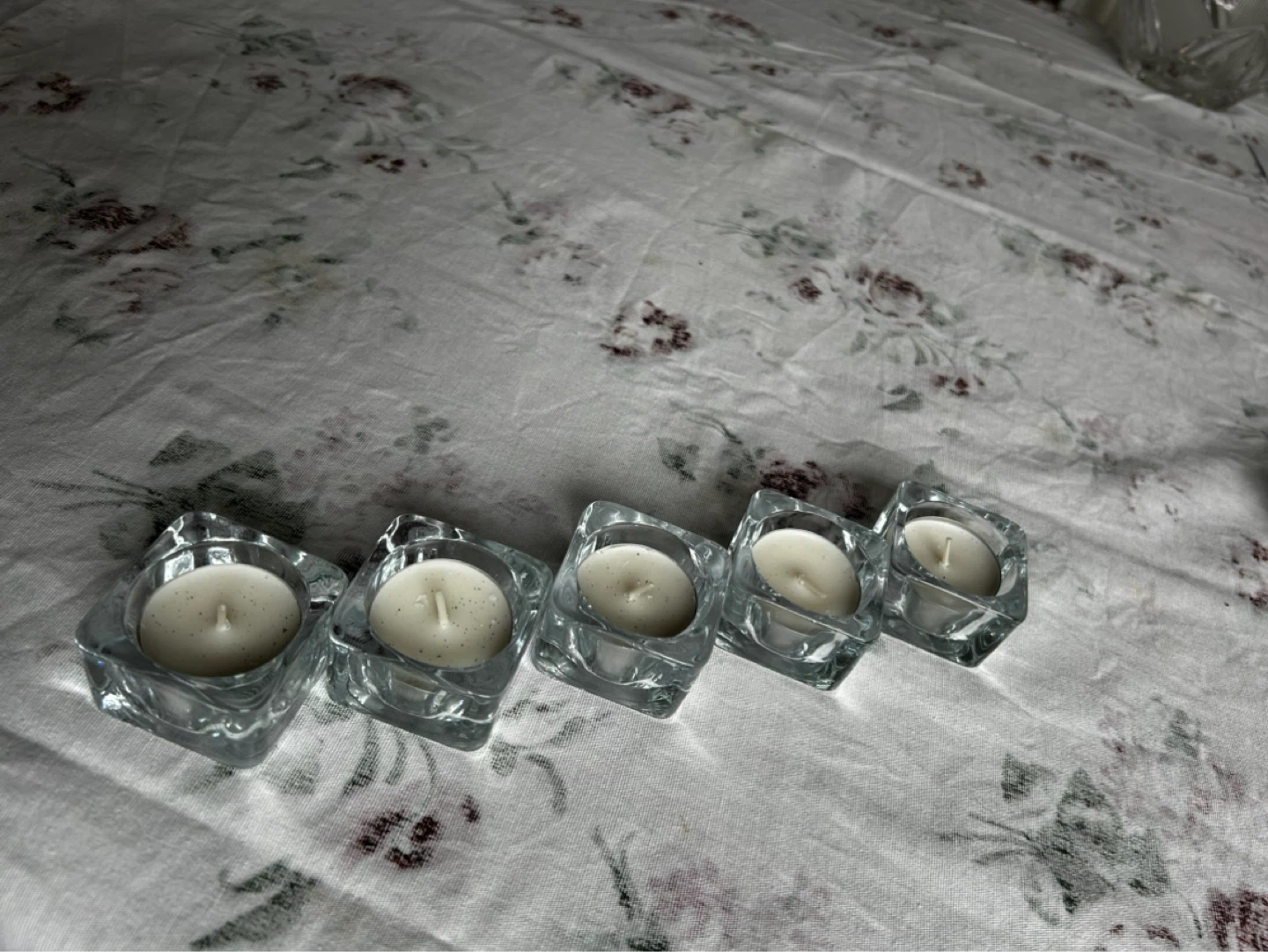 Glass Votive Candle Holders with White Candles - Set of 5 - photo 3