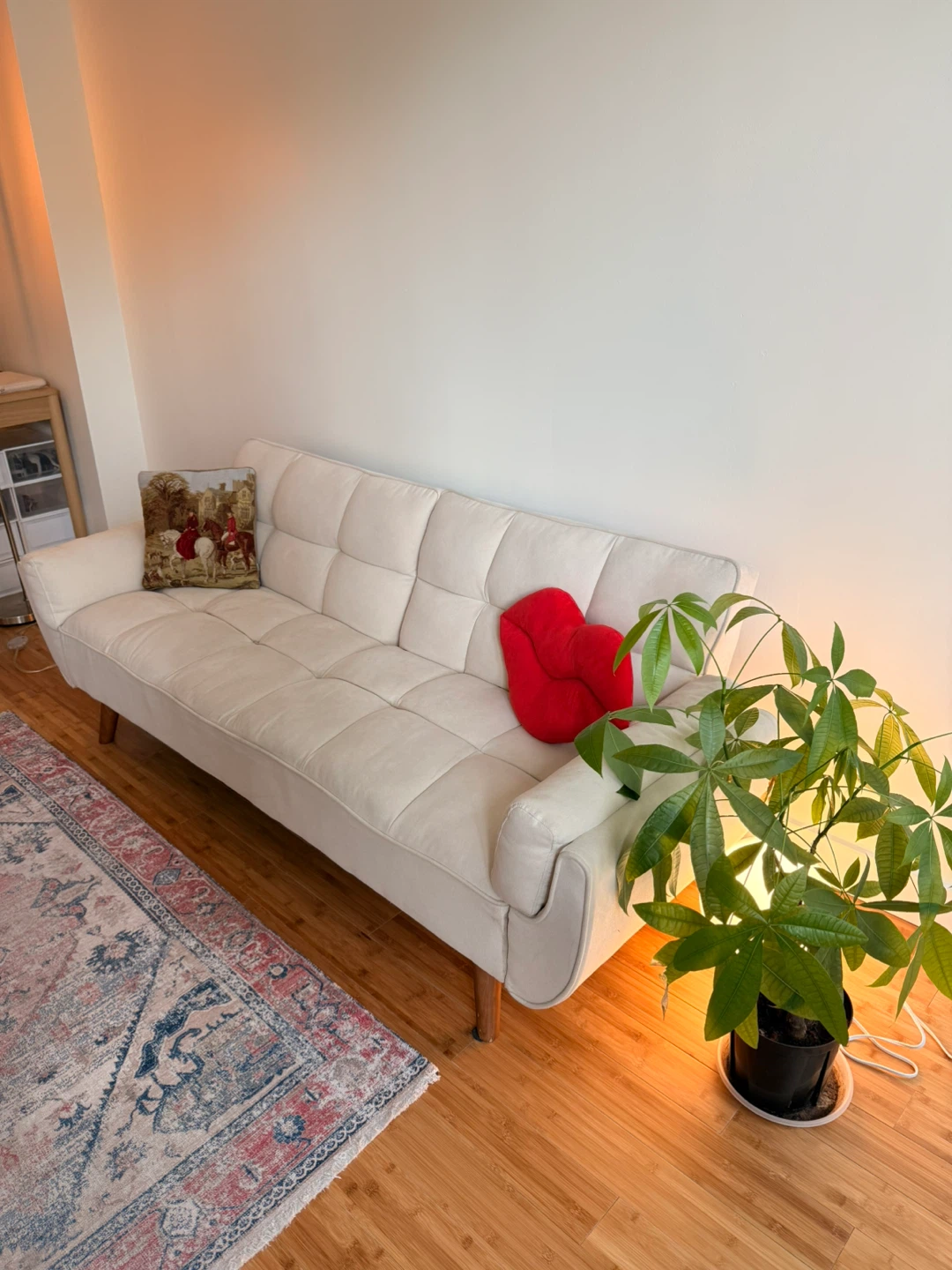 Cream Tufted Futon Sofa - 75” Width - photo 2