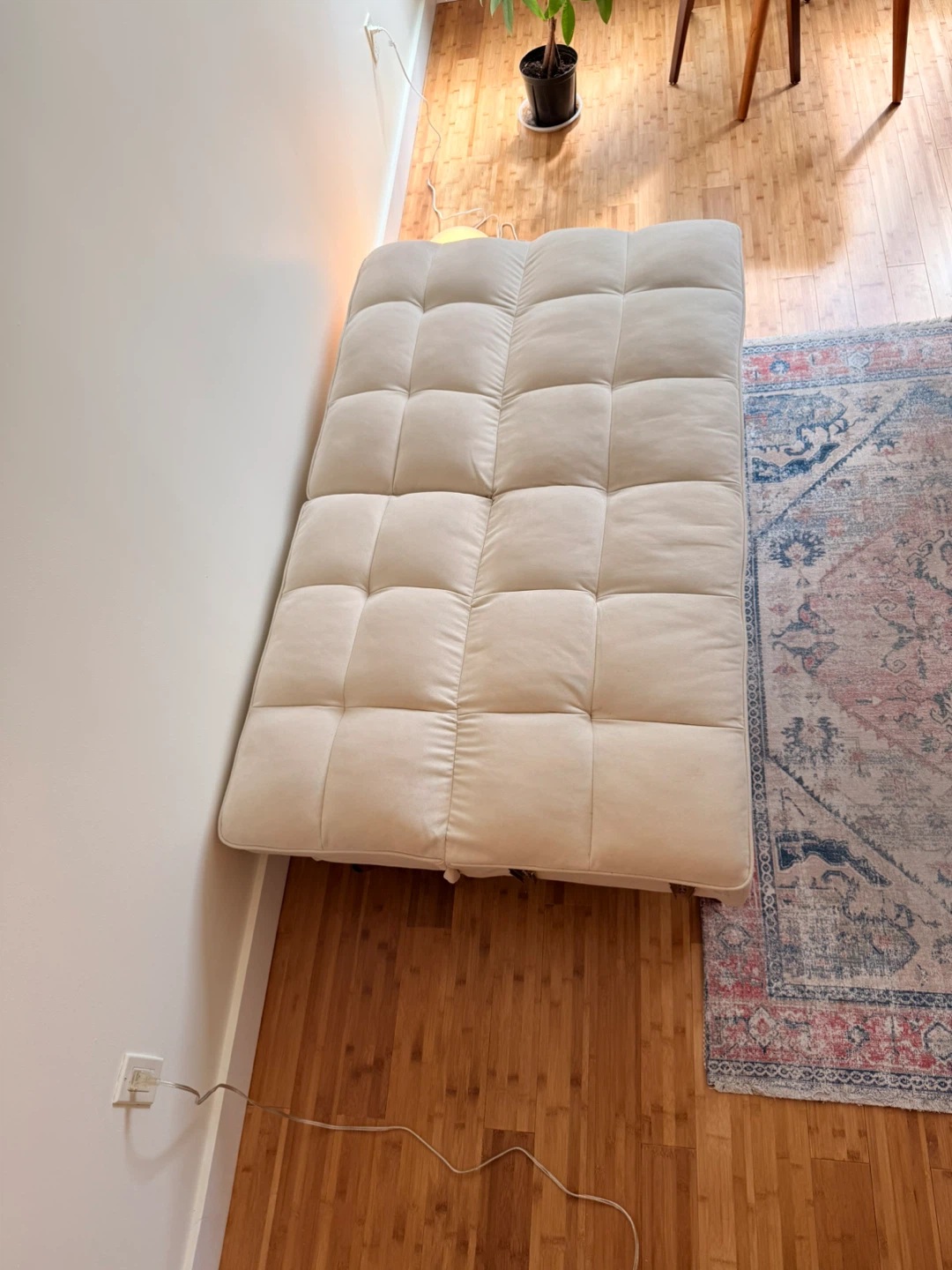 Cream Tufted Futon Sofa - 75” Width - photo 5