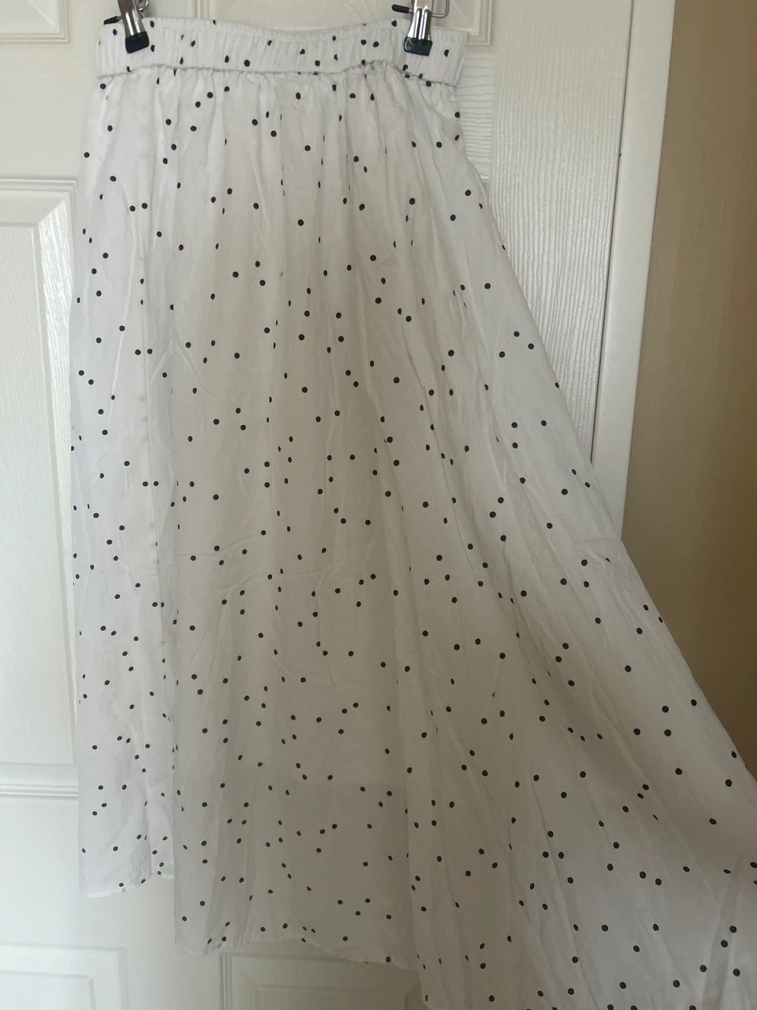 White Polka Dot Midi Skirt size S